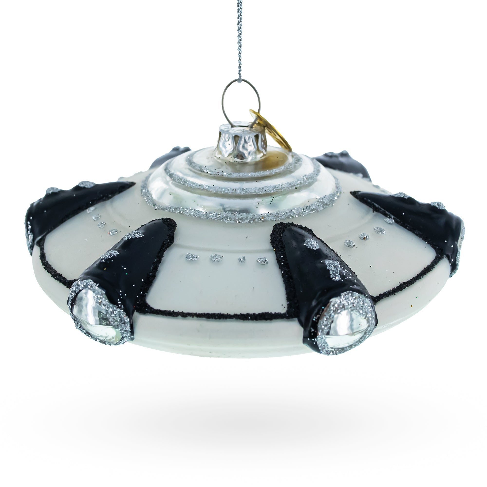 Intriguing Ufo/alien Spaceship - Blown Glass Christmas Ornament