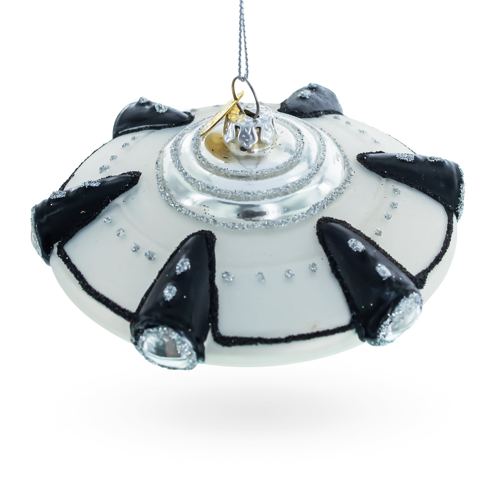 Intriguing Ufo/alien Spaceship - Blown Glass Christmas Ornament