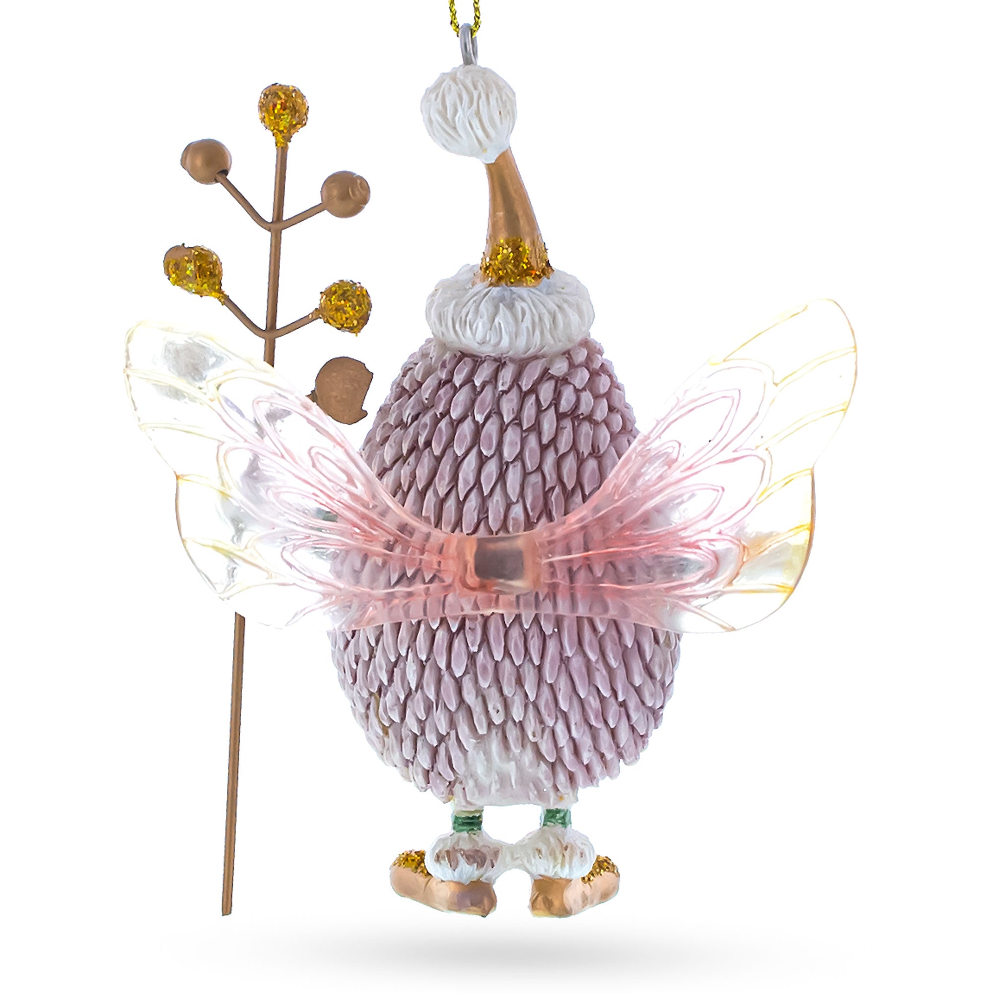 Hedgehog Fairy Blown Glass Christmas Ornament