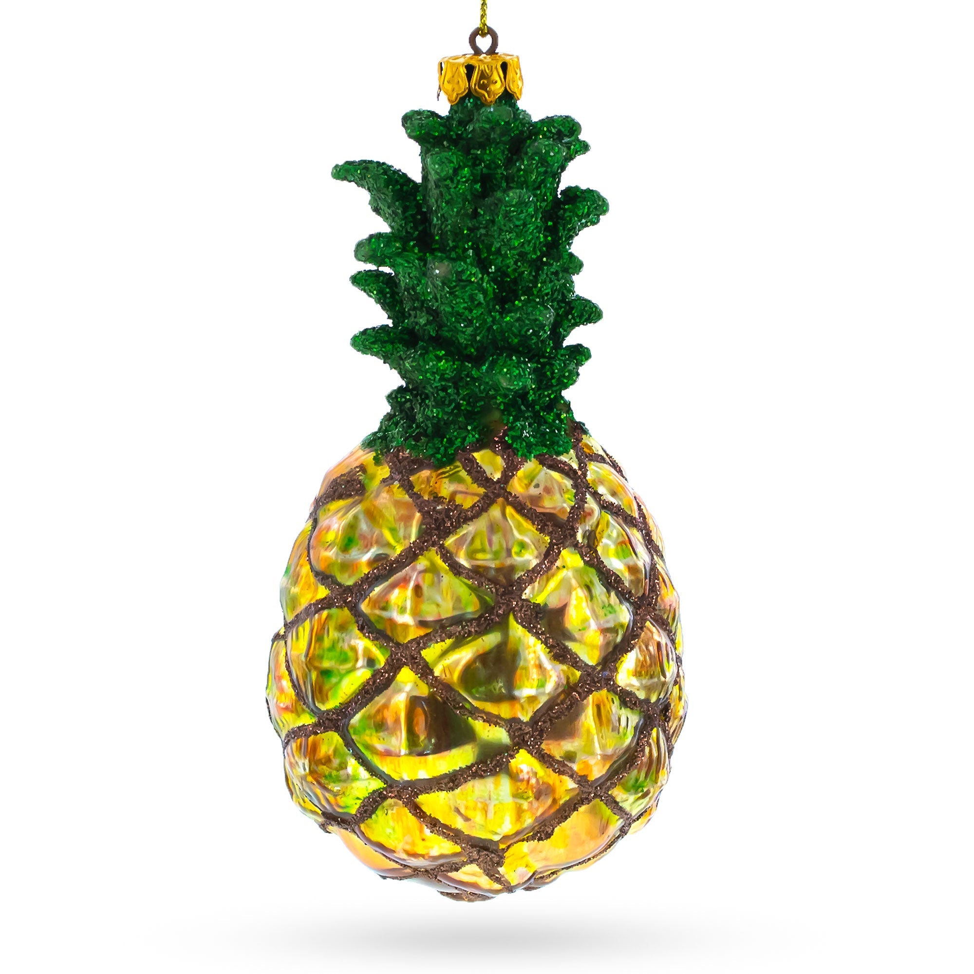 Shiny Pineapple Blown Glass Christmas Ornament