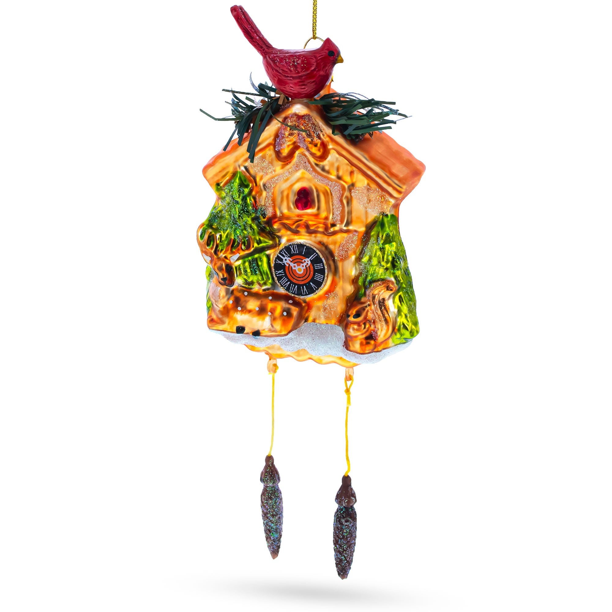 Cuckoo Clock Blown Glass Christmas Ornament