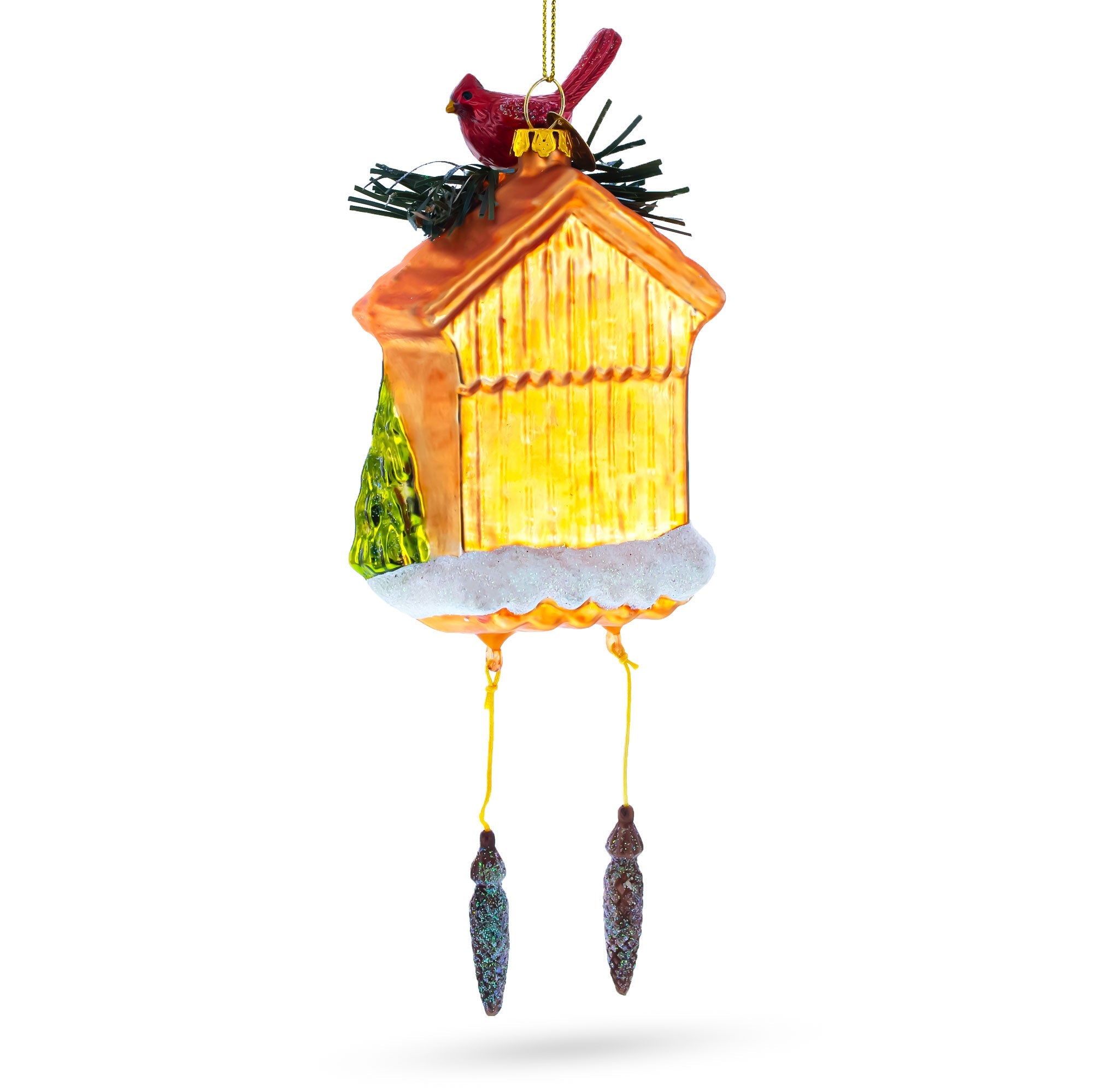 Cuckoo Clock Blown Glass Christmas Ornament