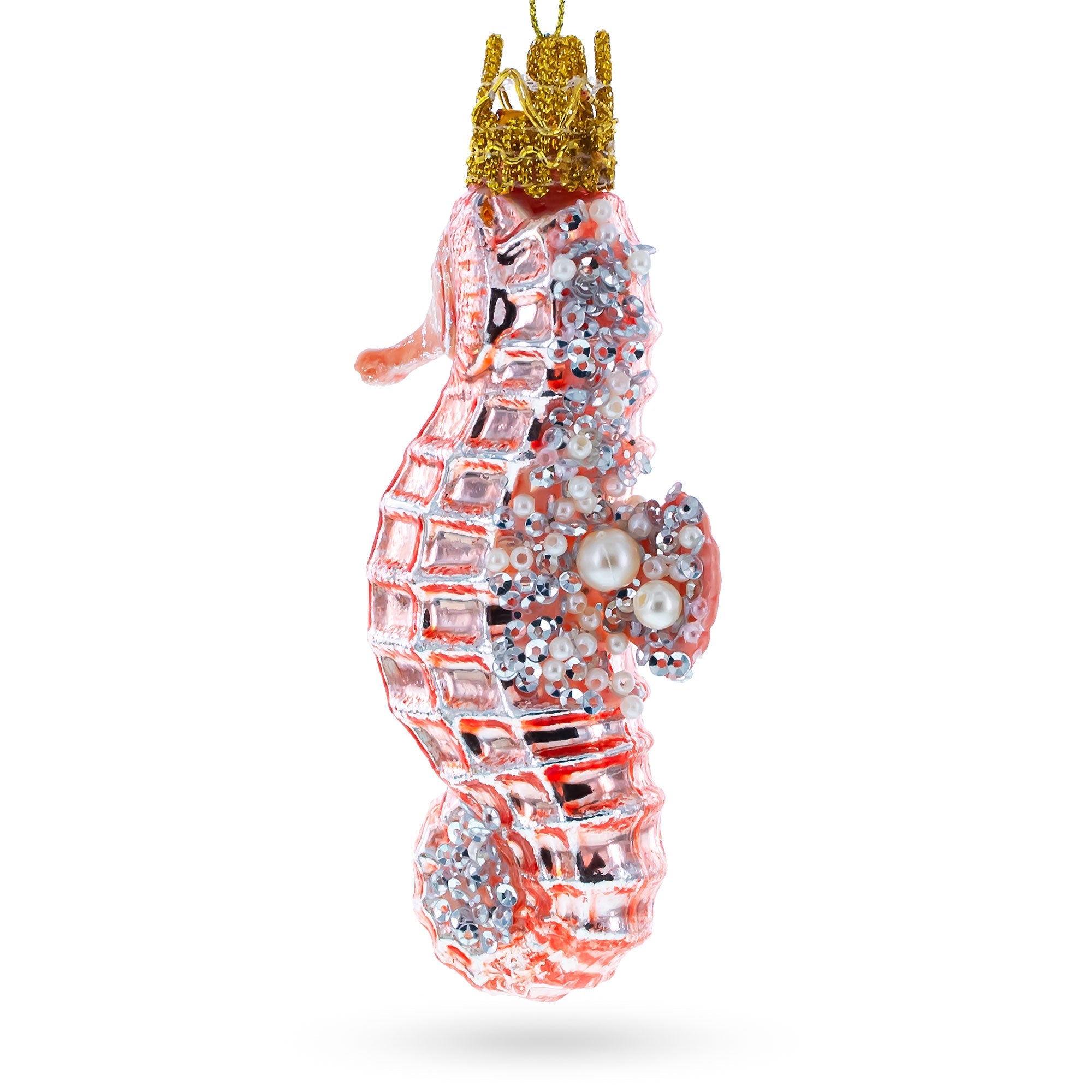 Pink Seahorse Blown Glass Christmas Ornament