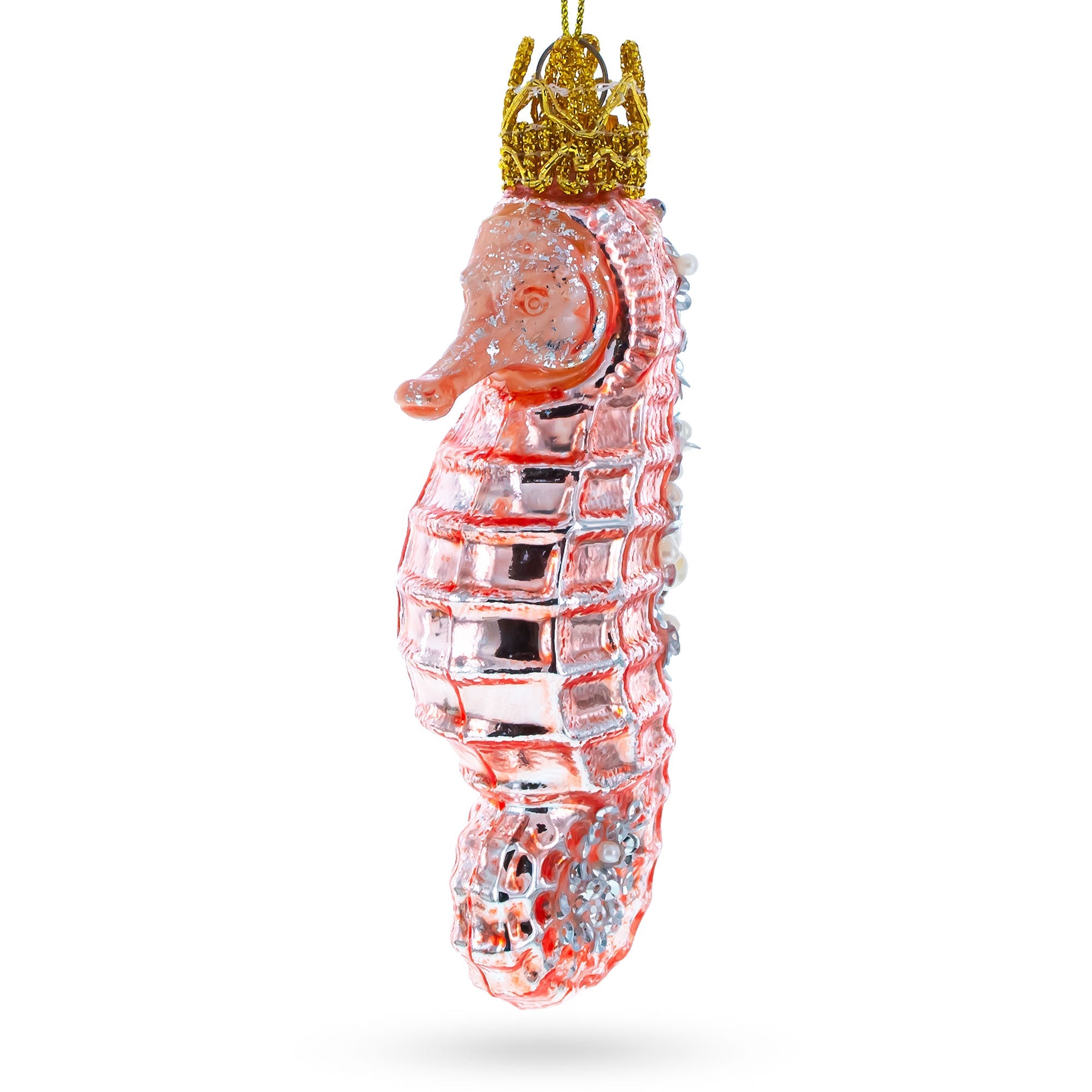 Pink Seahorse Blown Glass Christmas Ornament