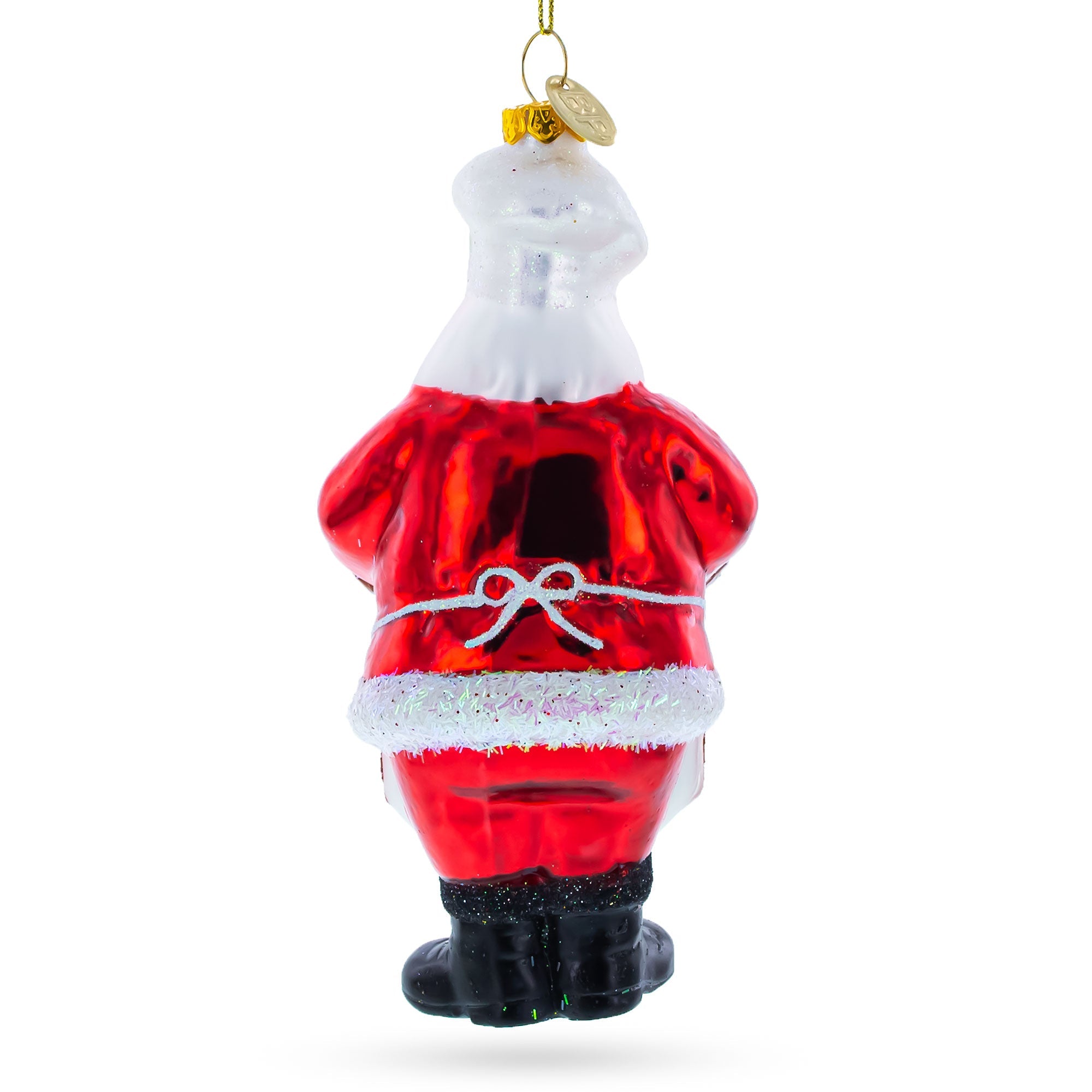 Santa Baking Gingerbread Cookies Blown Glass Christmas Ornament