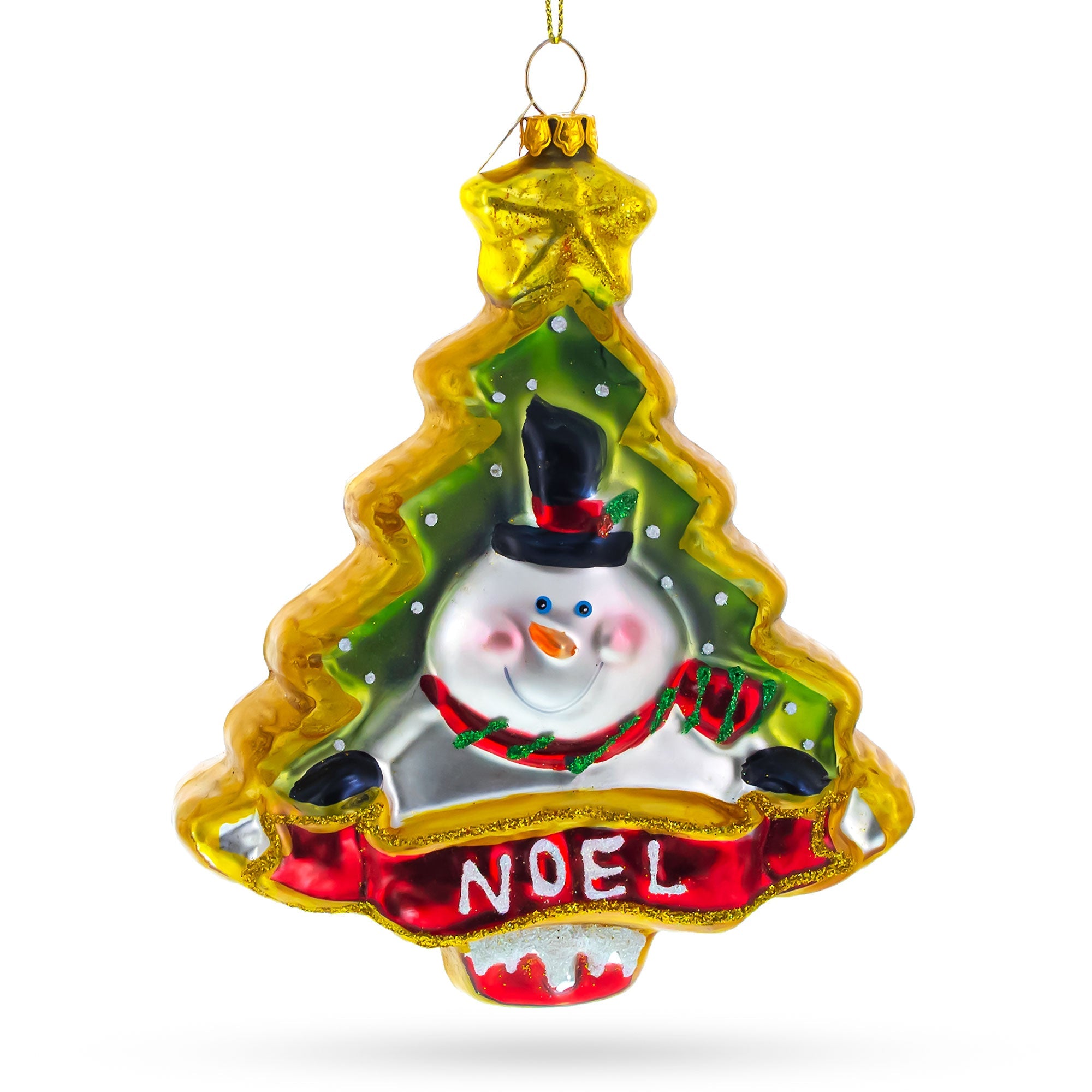 Snowman Noel Christmas Tree - Blown Glass Ornament