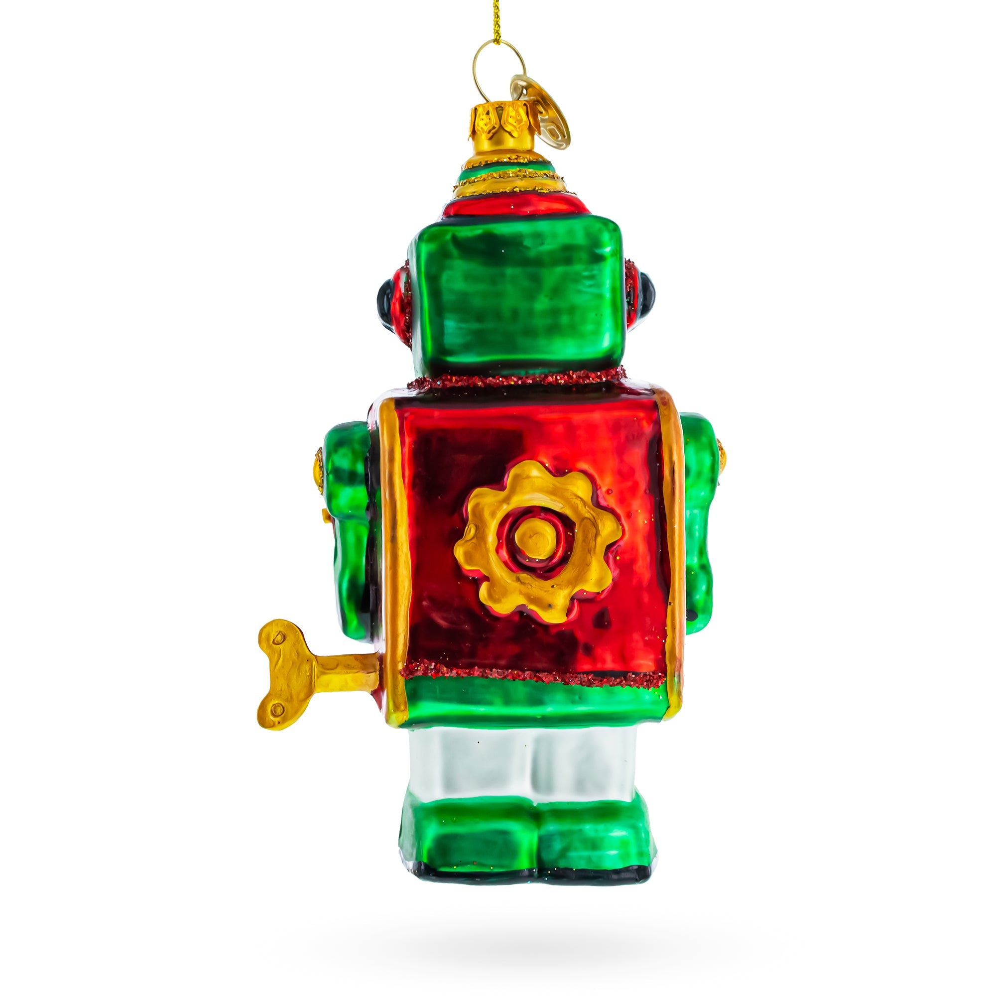 Futuristic Robot-drummer - Blown Glass Christmas Ornament