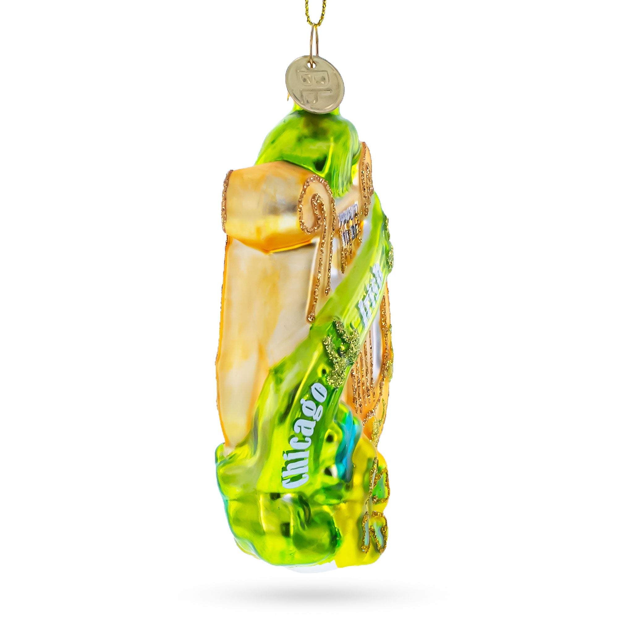 Irish Harp Blown Glass Christmas Ornament