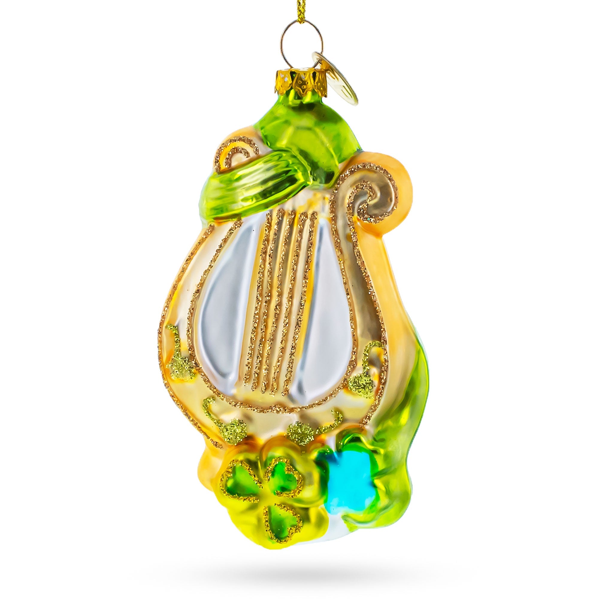 Irish Harp Blown Glass Christmas Ornament