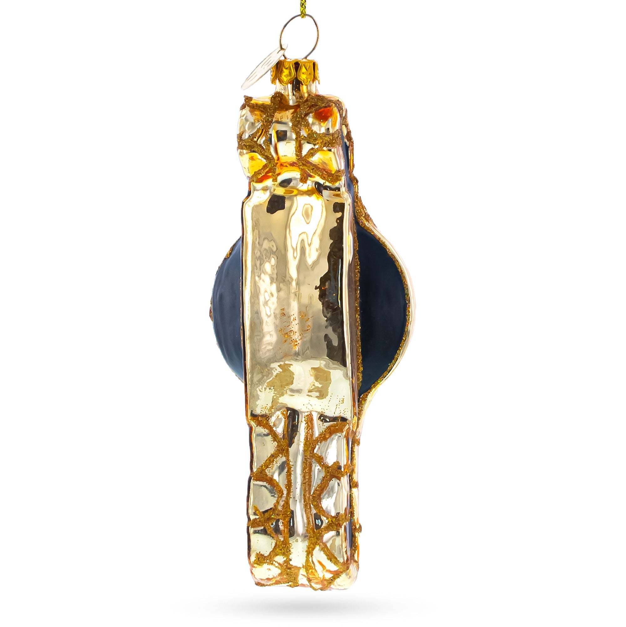 Golden Watch Blown Glass Christmas Ornament