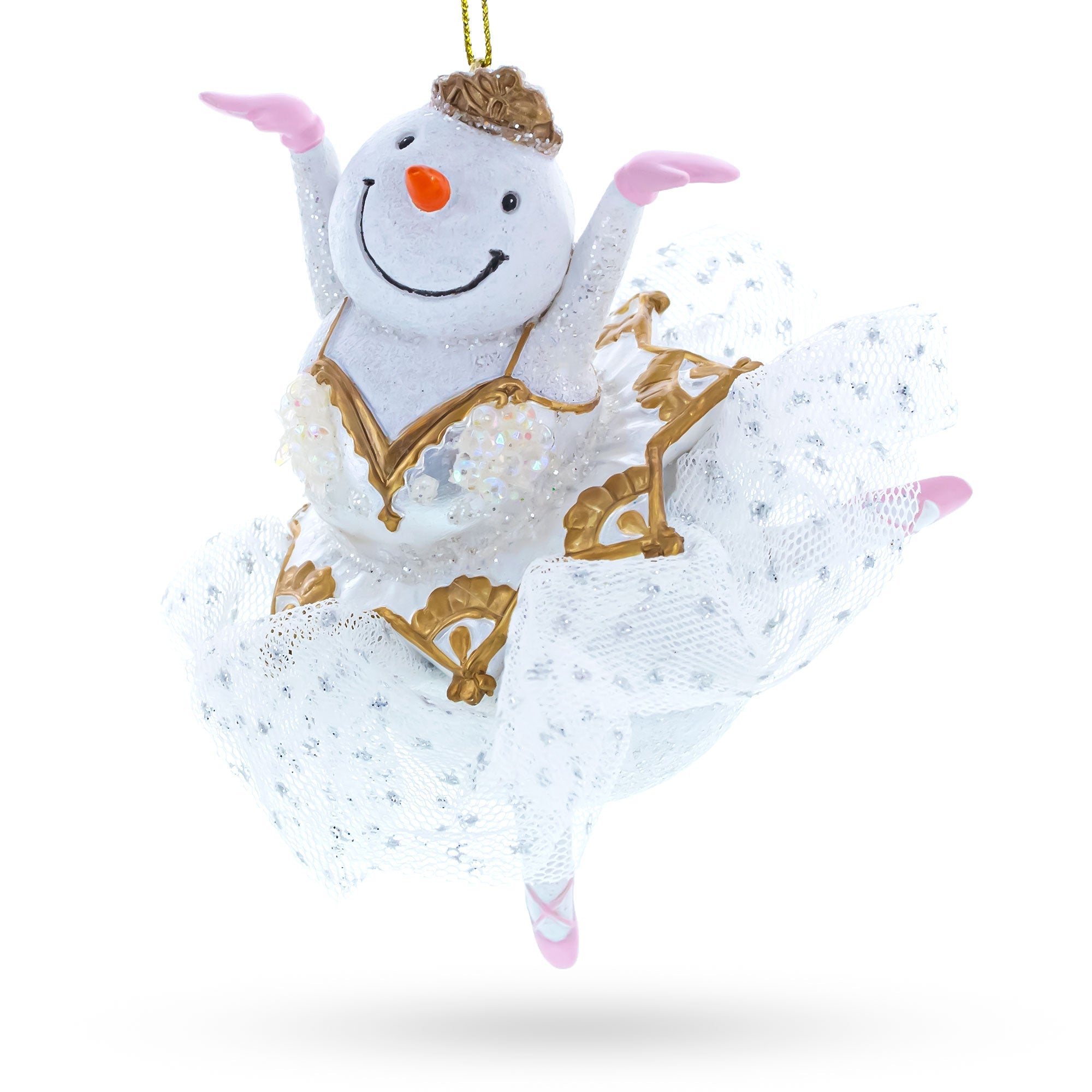 Snow Girl Ballerina Blown Glass Christmas Ornament