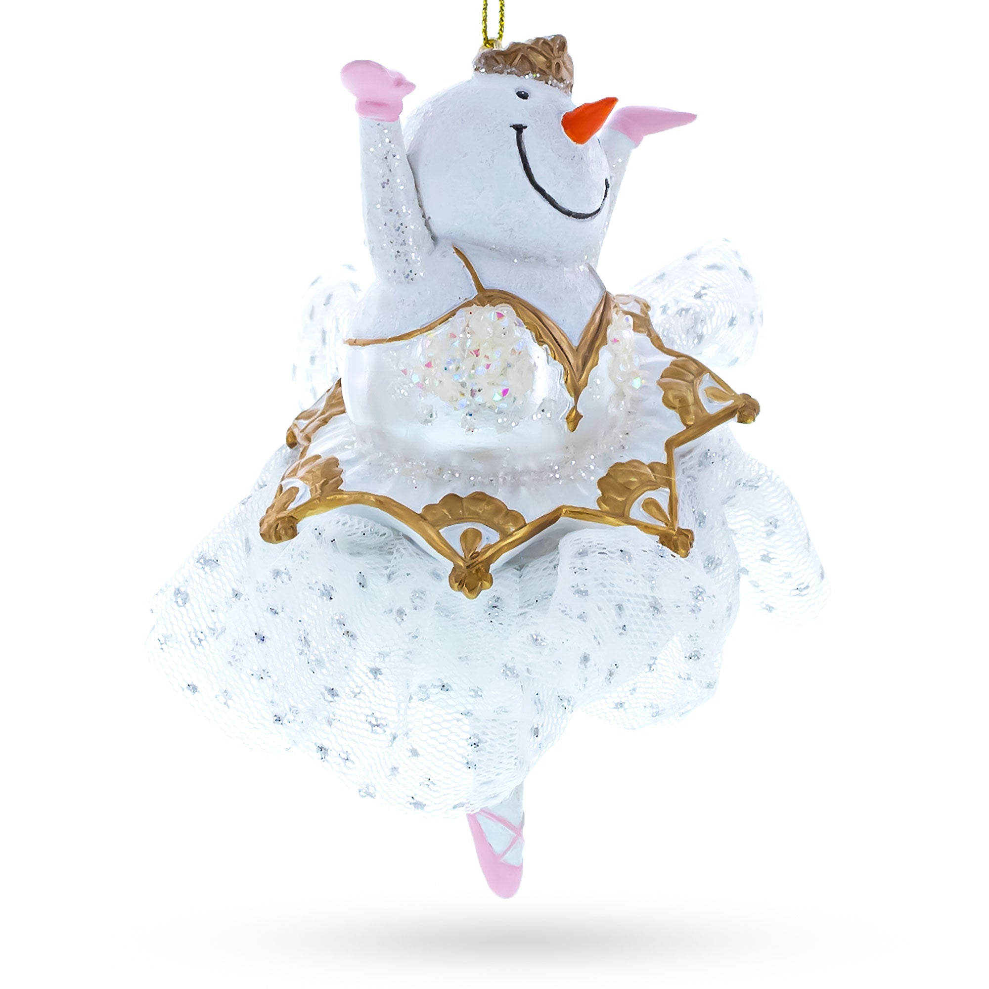 Snow Girl Ballerina Blown Glass Christmas Ornament