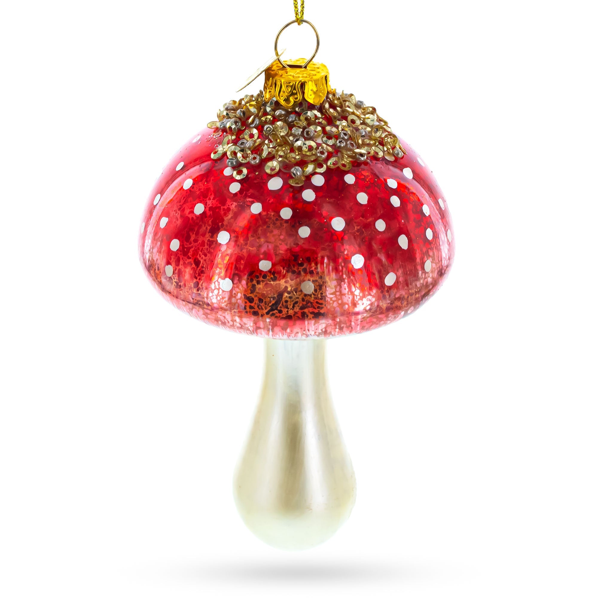 Fly Agaric Amanita Mushroom Blown Glass Christmas Ornament