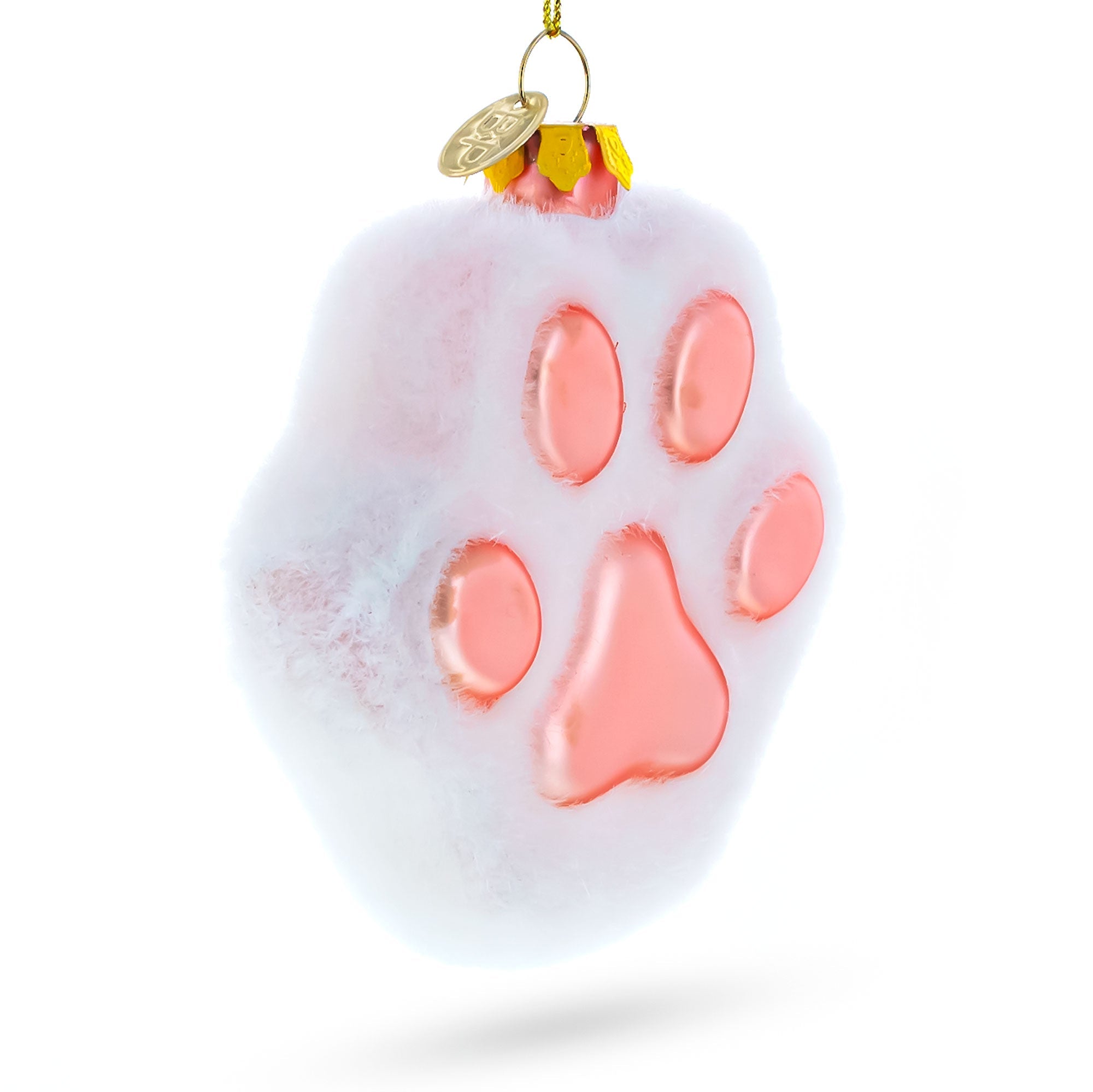 White Paw Blown Glass Christmas Ornament