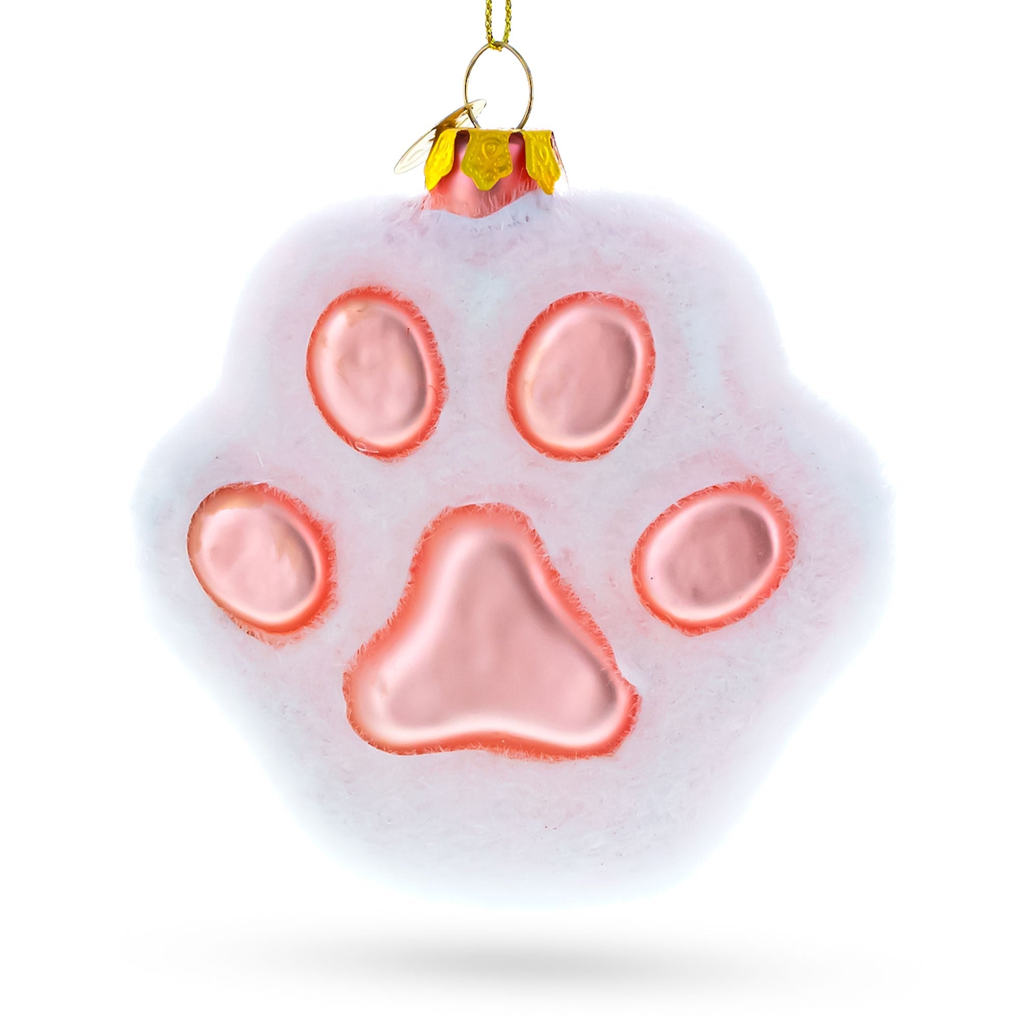 White Paw Blown Glass Christmas Ornament