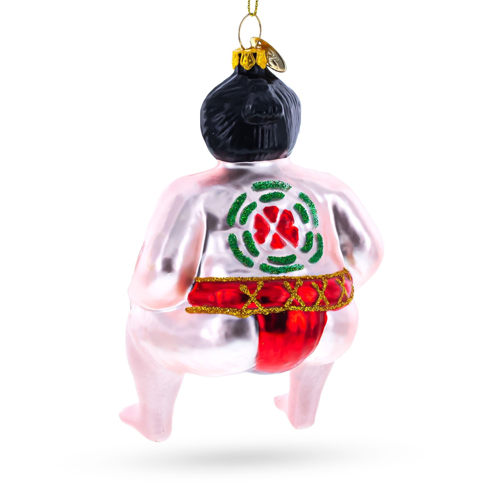 Sumo Wrestler Blown Glass Christmas Ornament