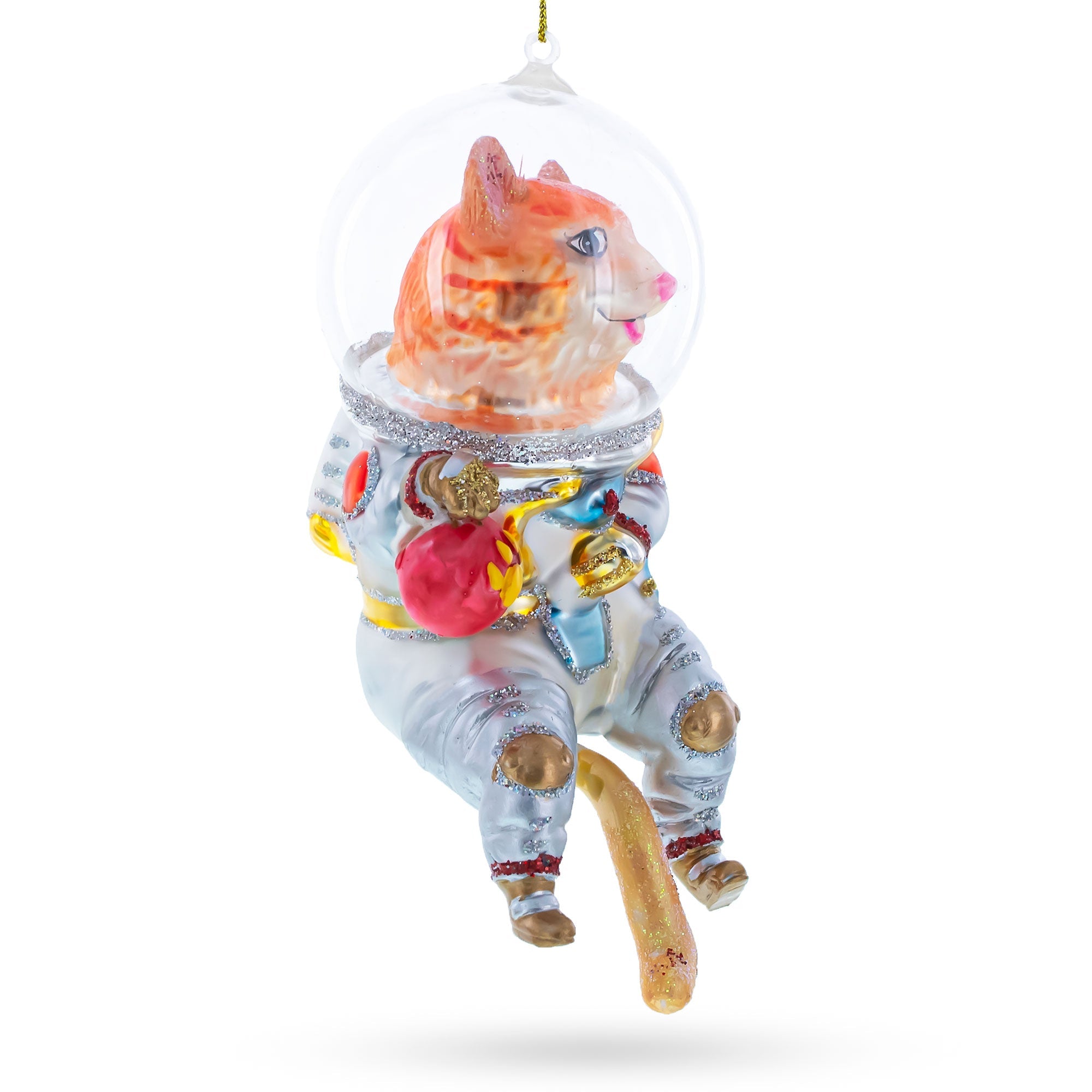 Cat The Astronaut Blown Glass Christmas Ornament