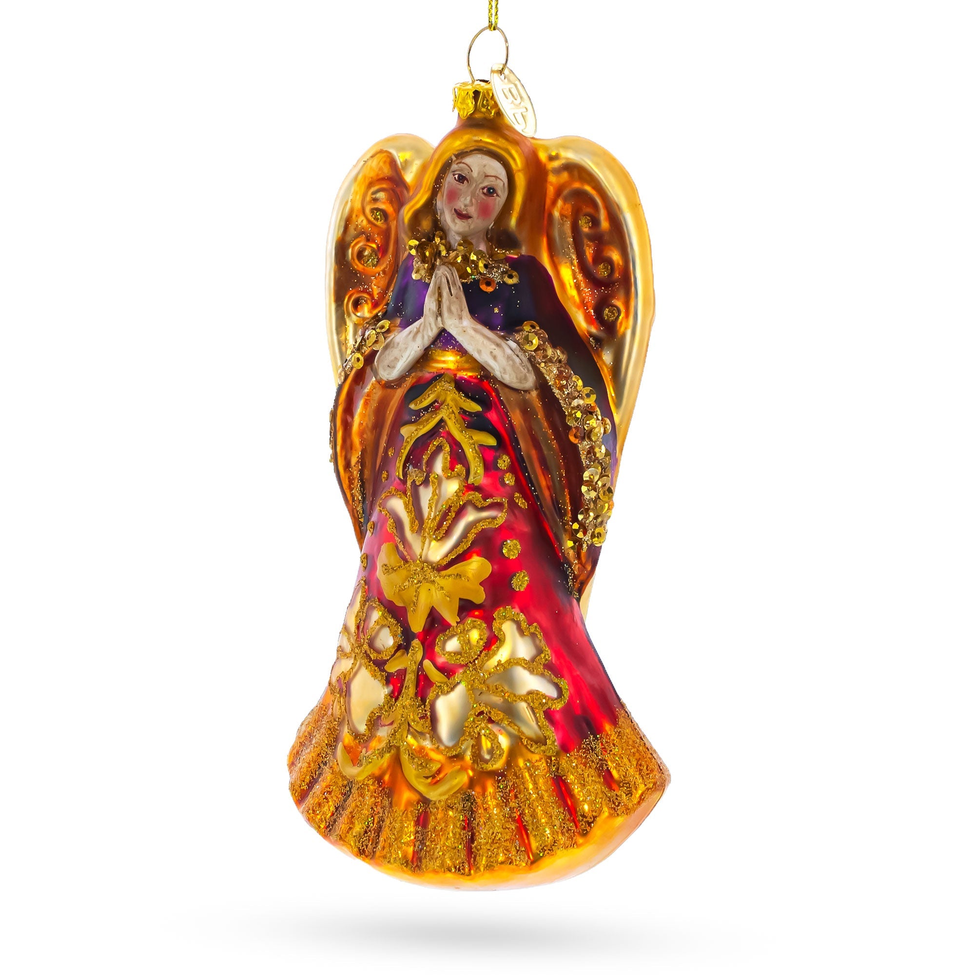 Praying Angel Blown Glass Christmas Ornament