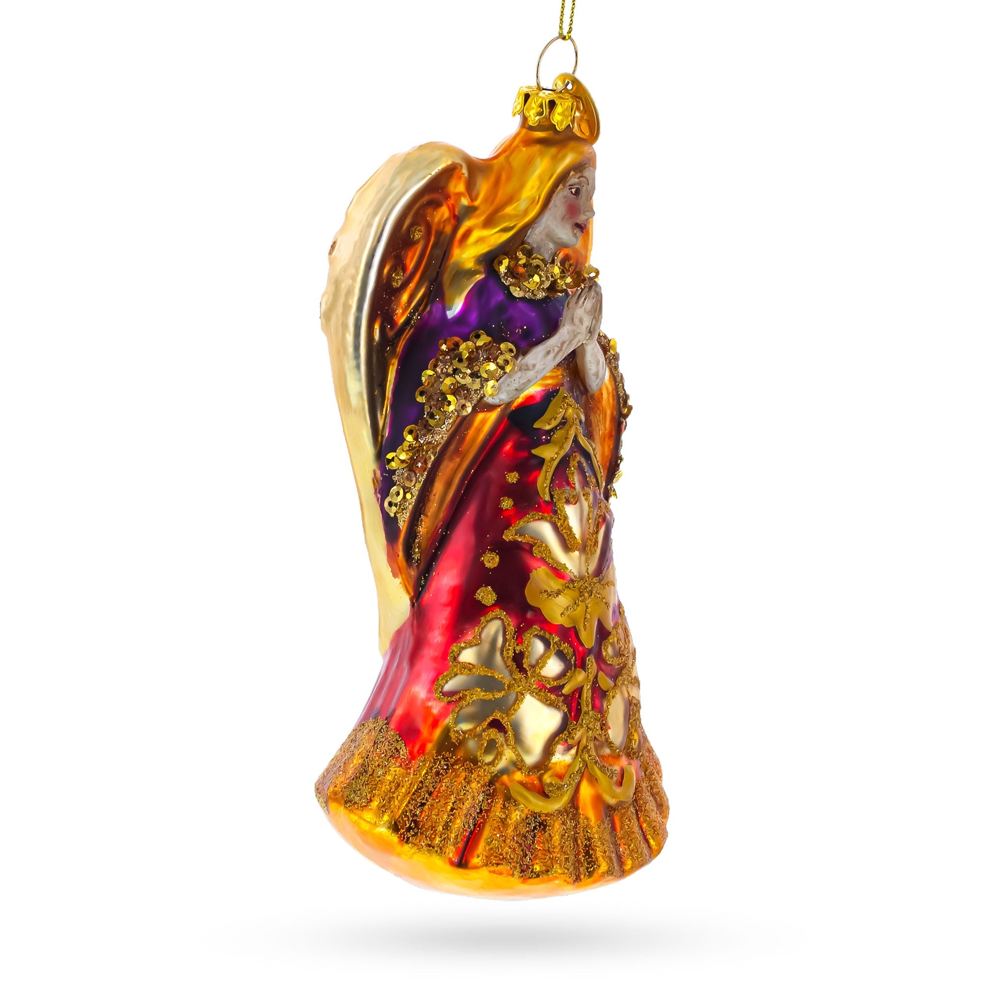 Praying Angel Blown Glass Christmas Ornament