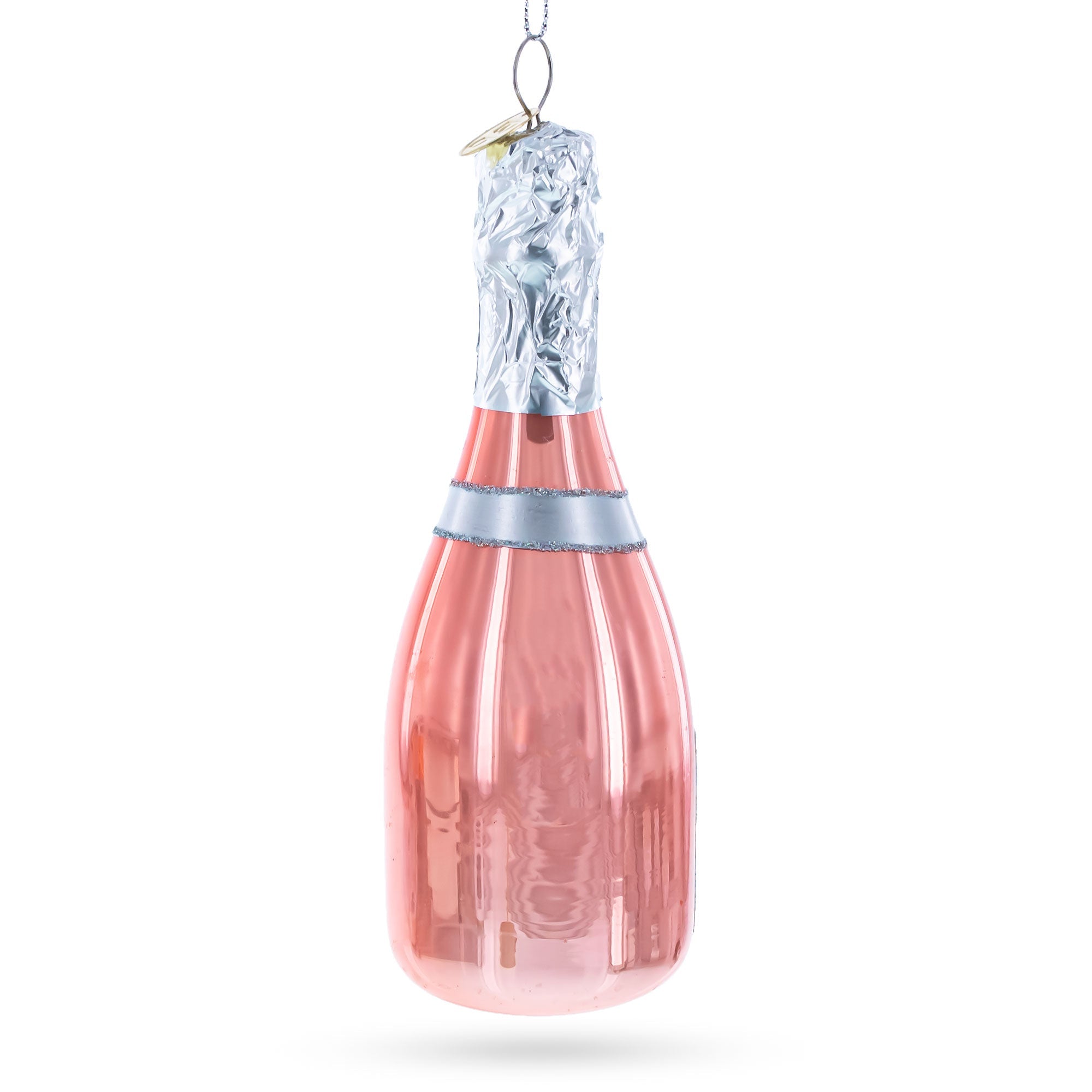 Pink Sparkling Wine Blown Glass Christmas Ornament