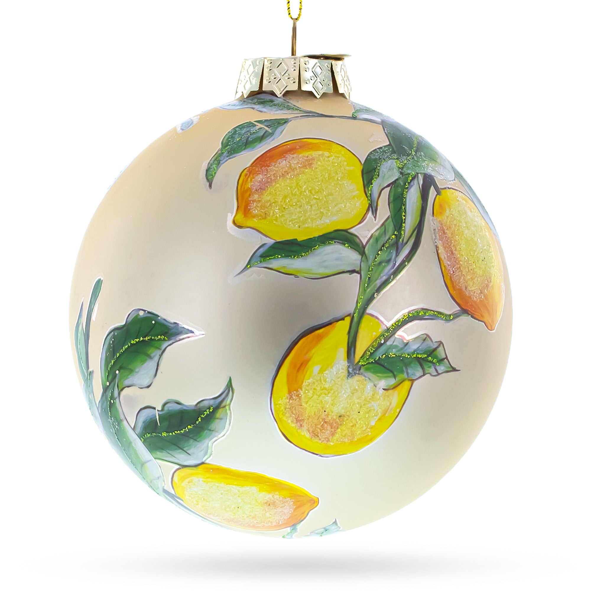 Lemons On A Tree Branch - Blown Glass Christmas Ornament