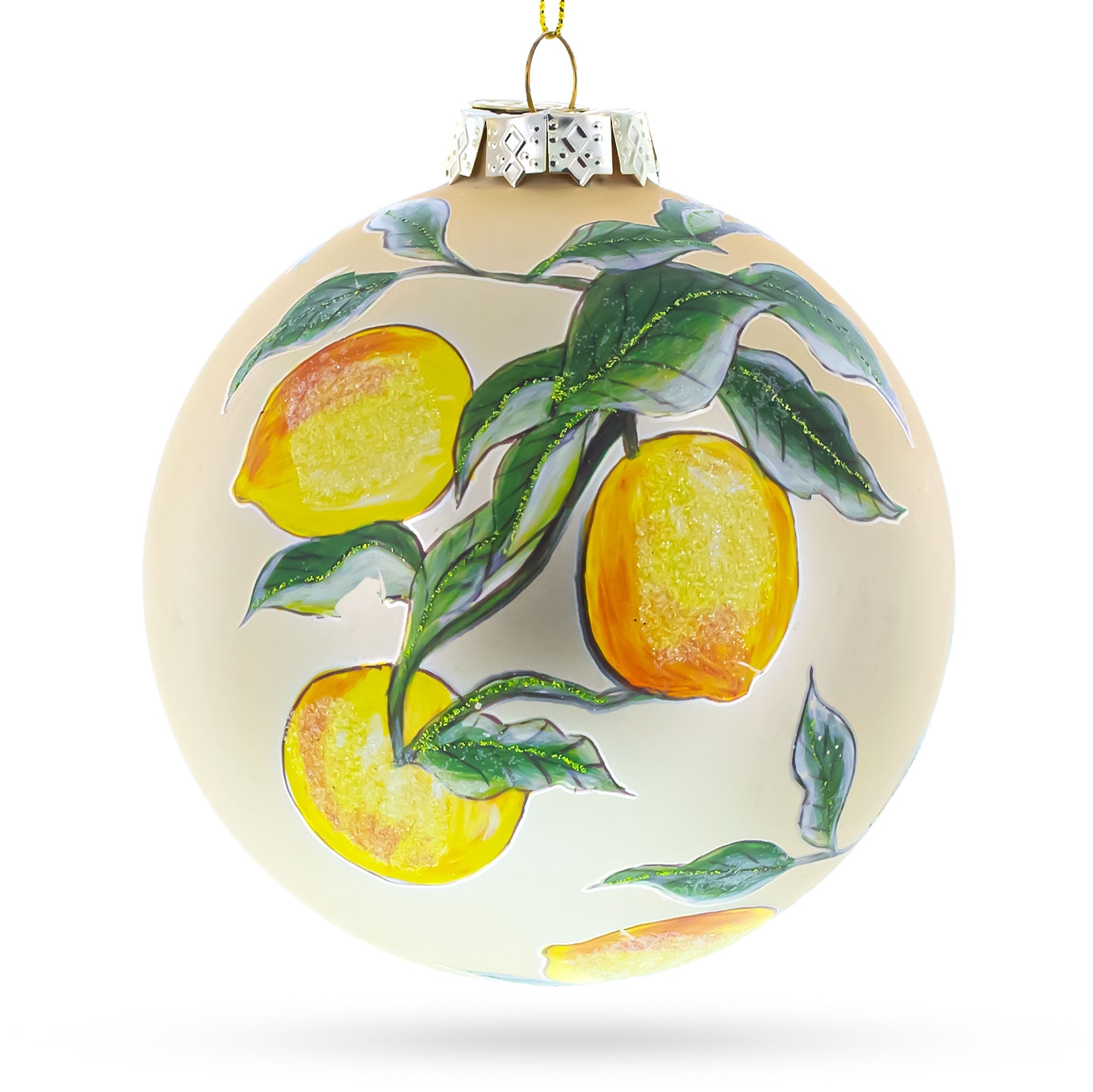 Lemons On A Tree Branch - Blown Glass Christmas Ornament