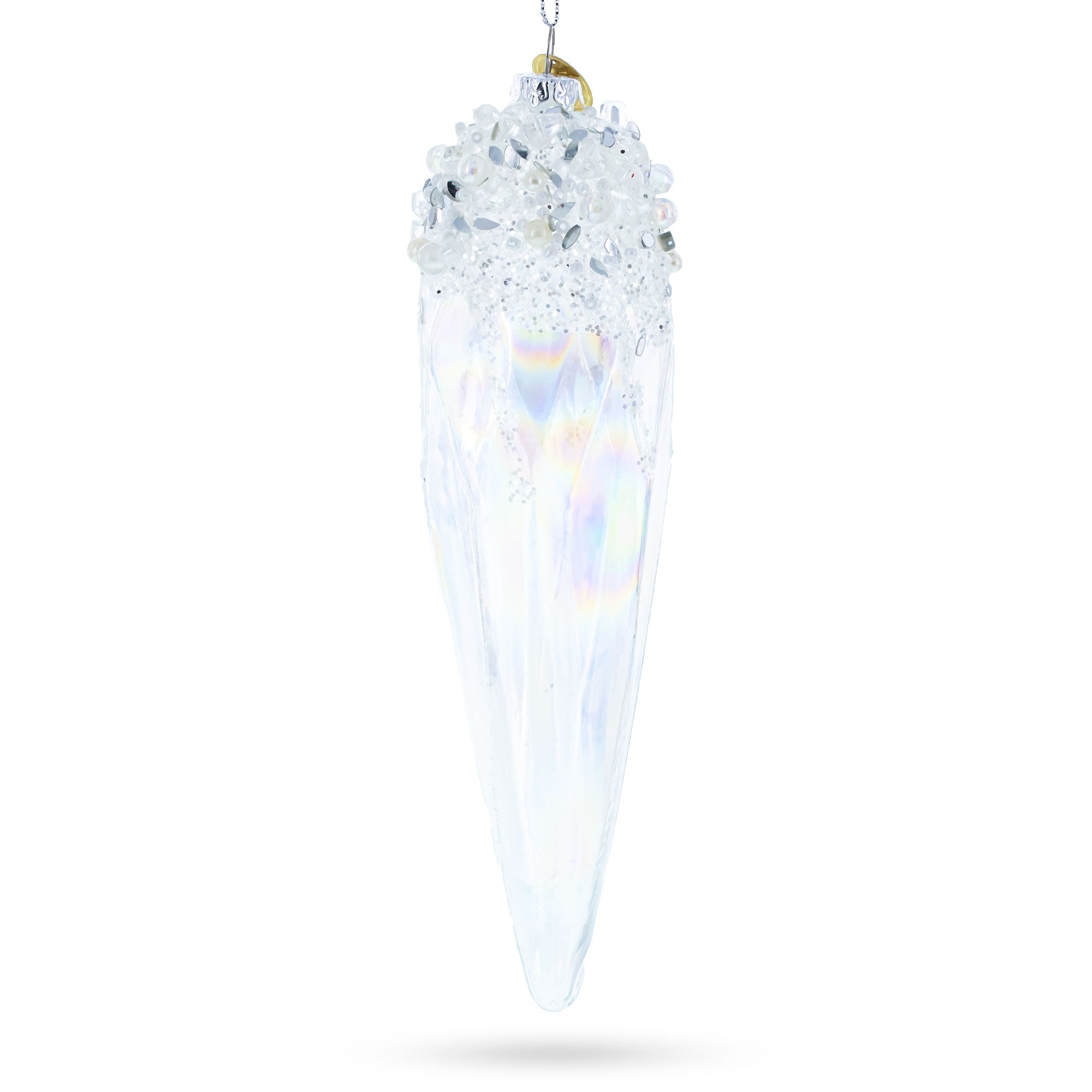 Sparkling Crystal Blown Glass Christmas Ornament