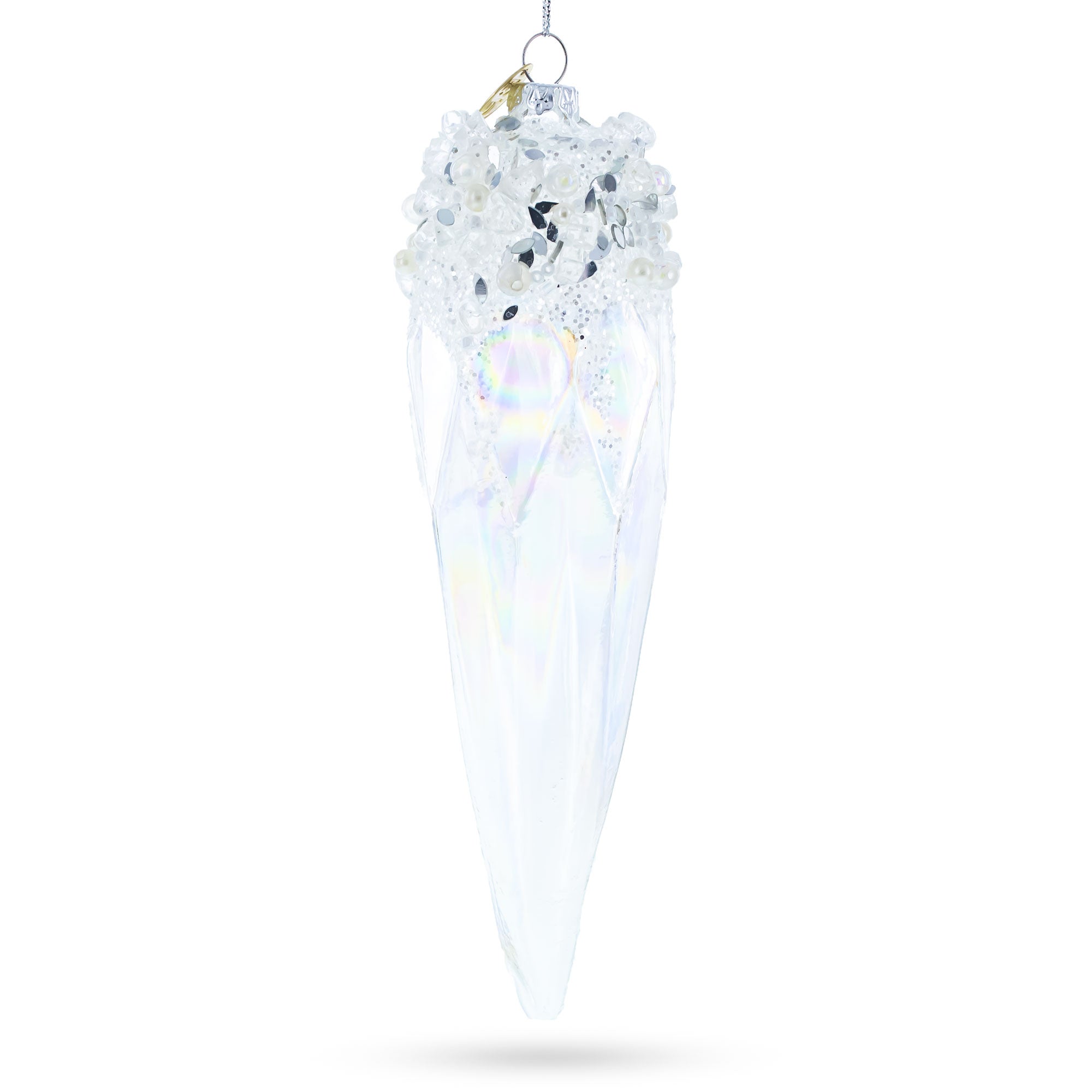 Sparkling Crystal Blown Glass Christmas Ornament