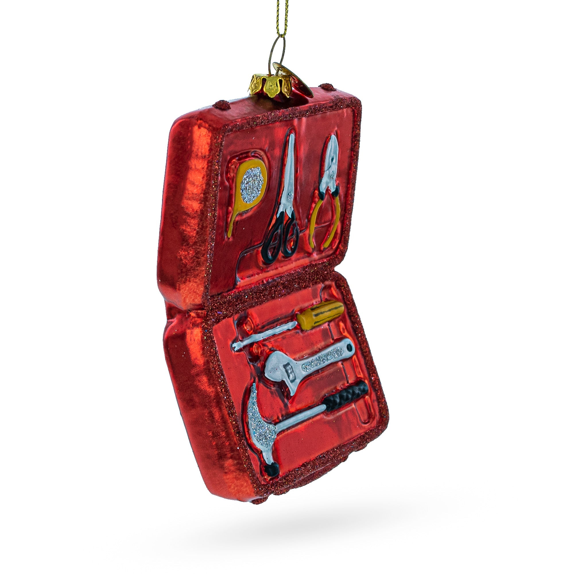 Practical Handyman With Toolbox - Blown Glass Christmas Ornament