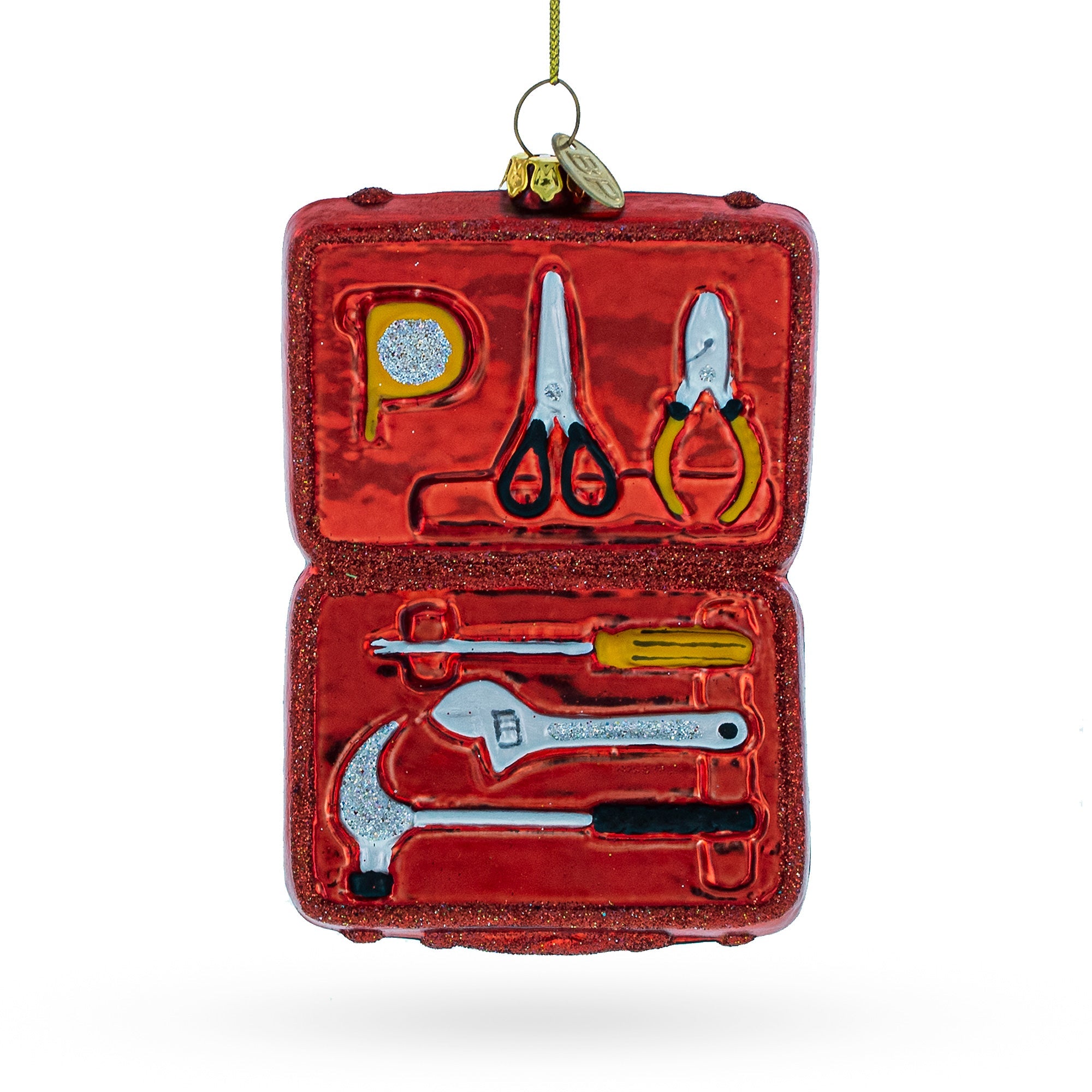 Practical Handyman With Toolbox - Blown Glass Christmas Ornament