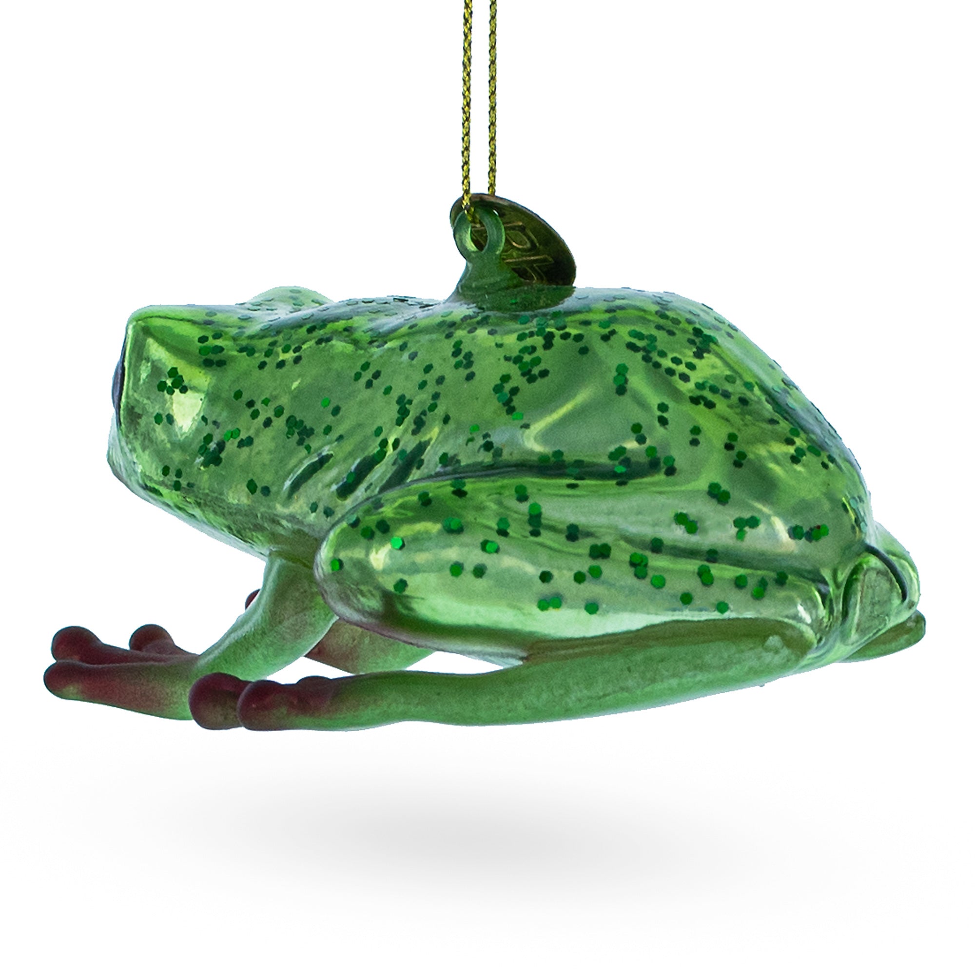 Lively Green Frog - Blown Glass Christmas Ornament