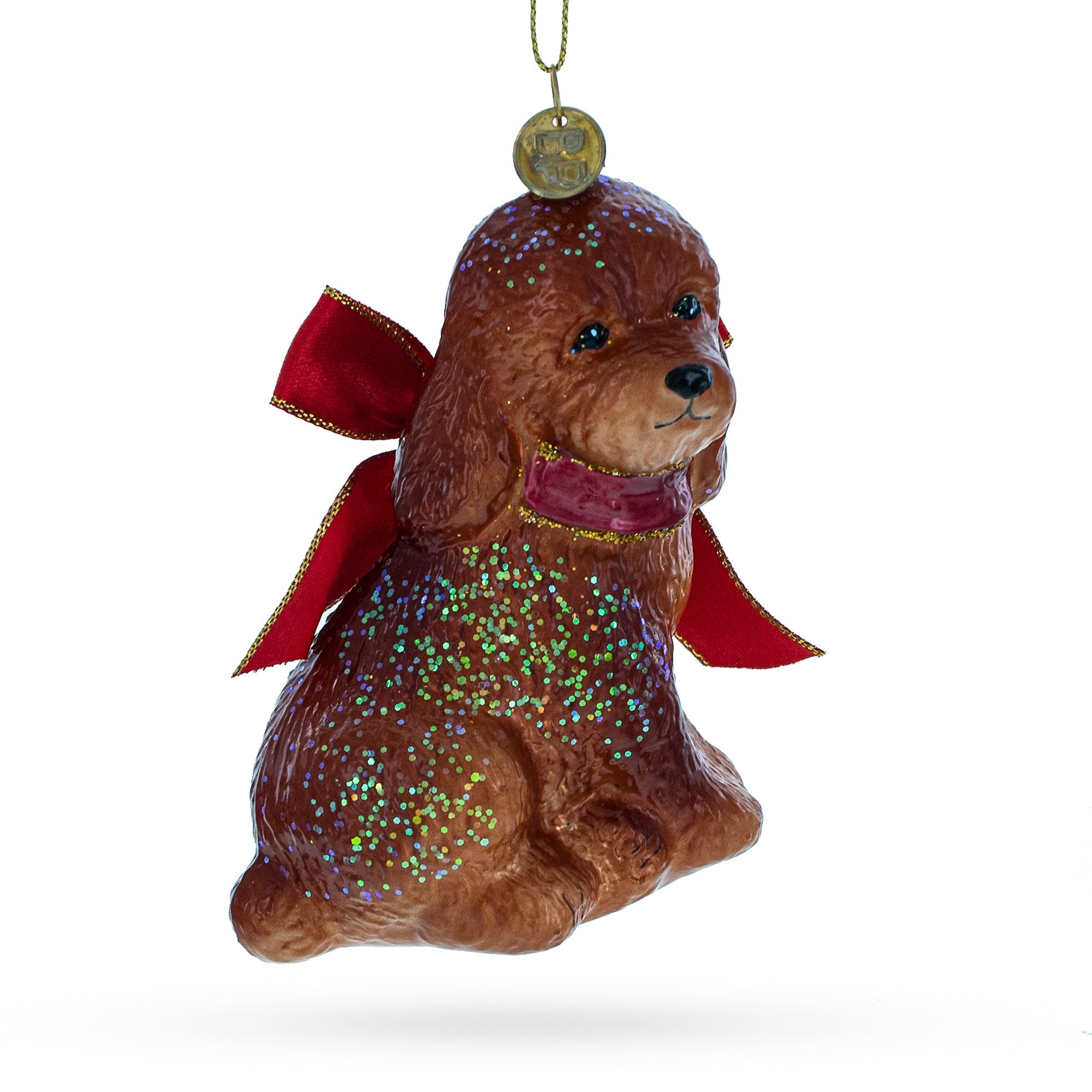 Lovable Spaniel Dog - Blown Glass Christmas Ornament