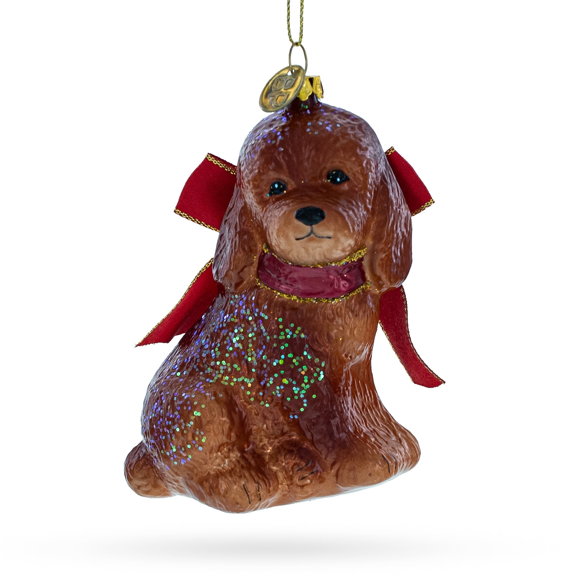 Lovable Spaniel Dog - Blown Glass Christmas Ornament