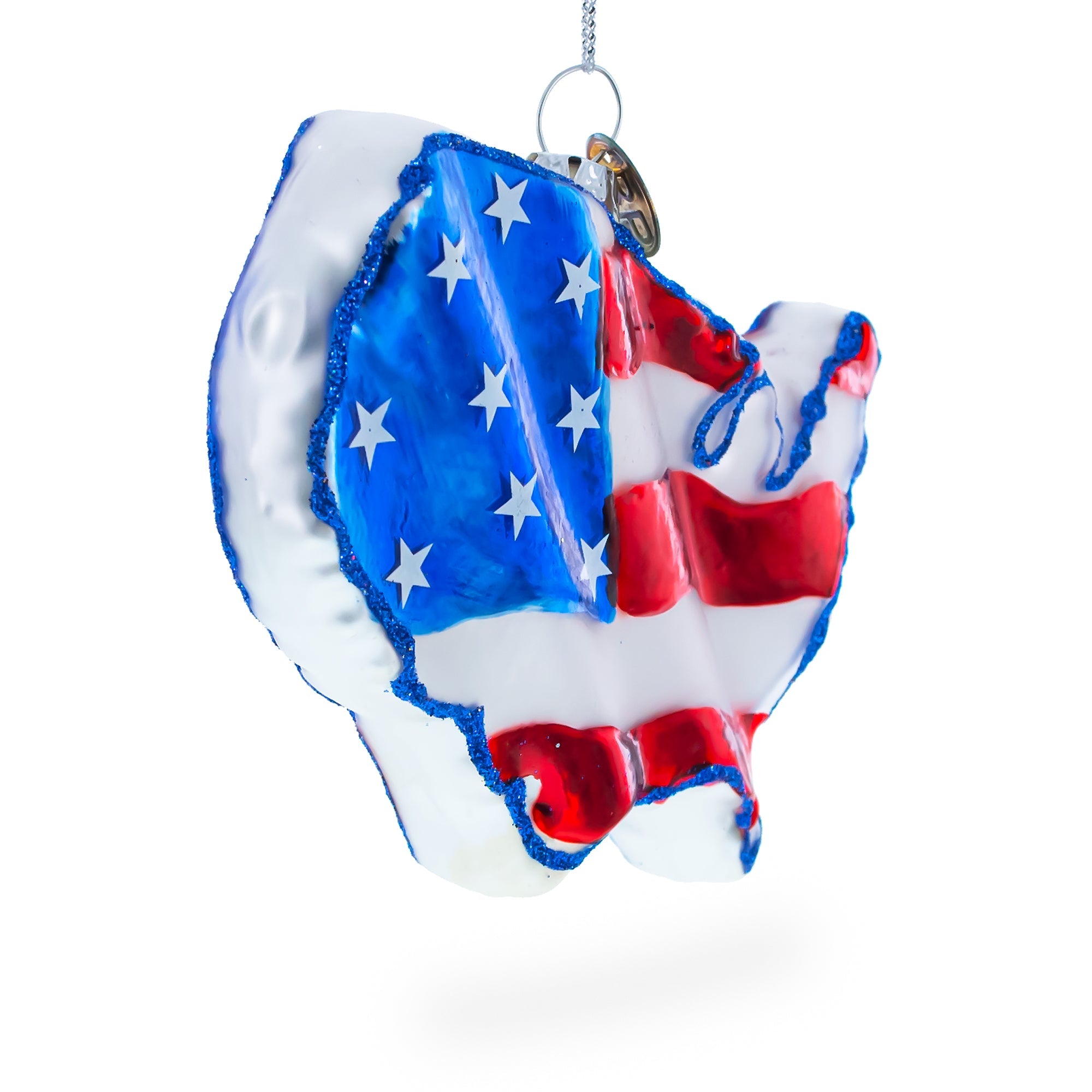 Patriotic United States Flag - Blown Glass Christmas Ornament