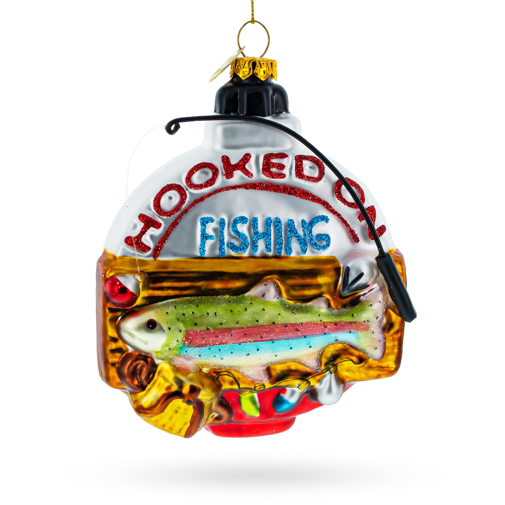 Captivating "hooked On Fishing" - Blown Glass Christmas Ornament