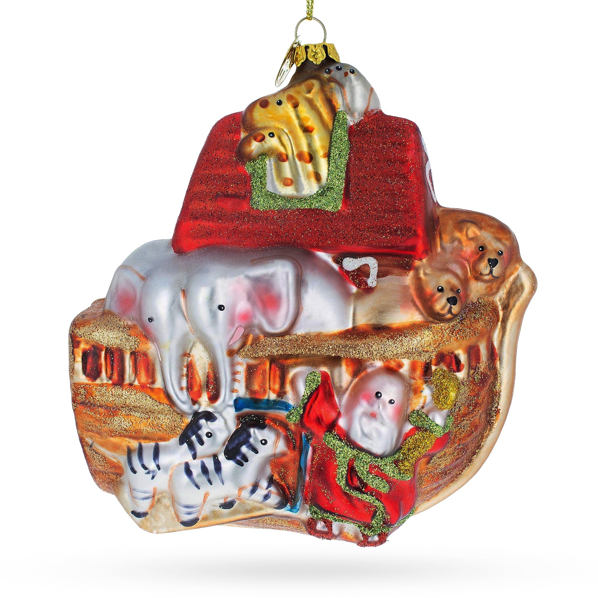 Timeless Noah's Ark - Blown Glass Christmas Ornament