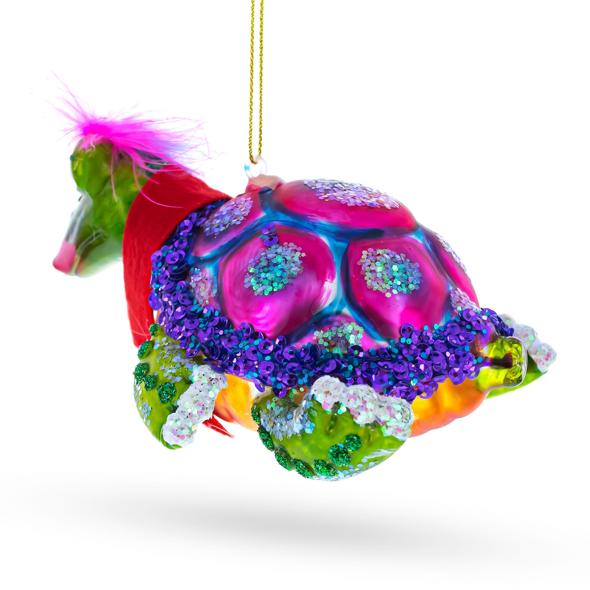 Elegant Mrs. Sea Turtle - Blown Glass Christmas Ornament