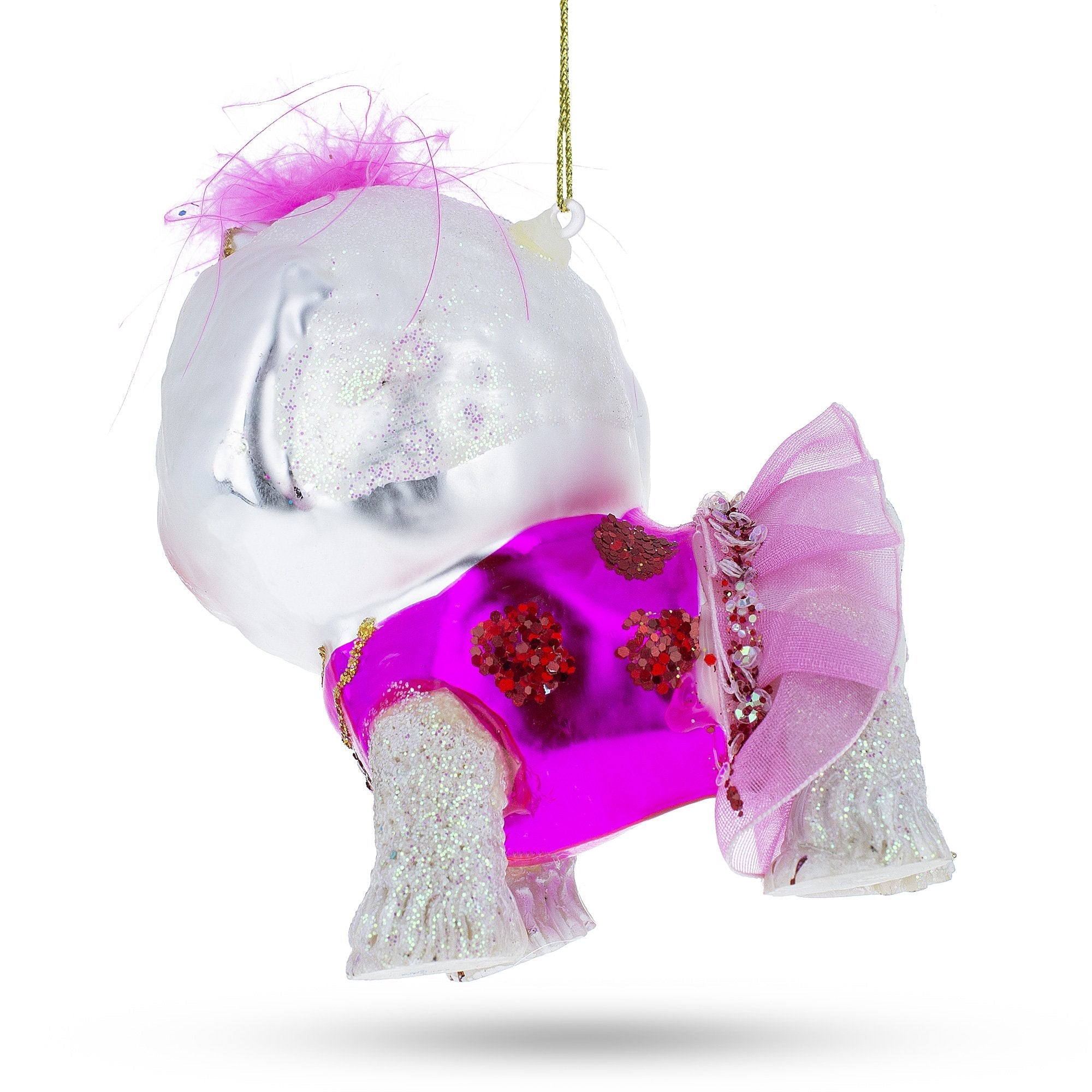 Fluffy Bichon Frise - Blown Glass Christmas Ornament