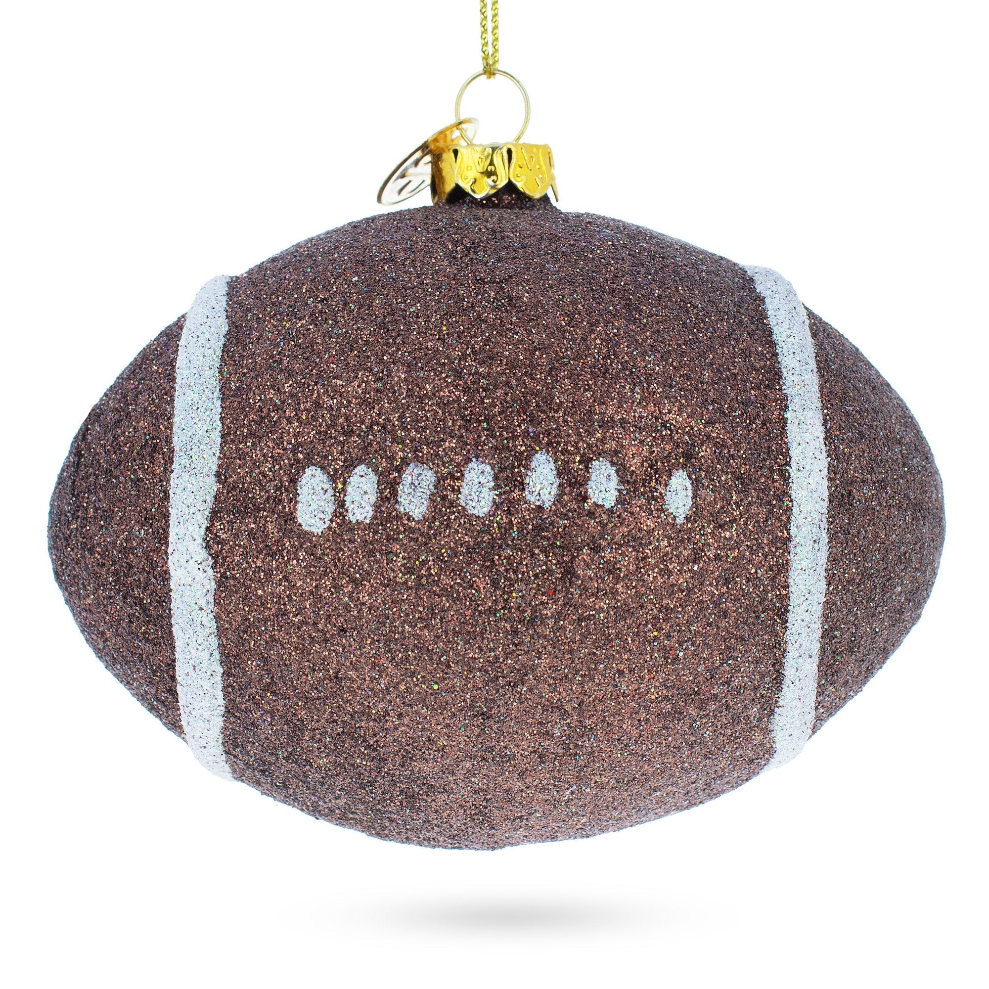 Sparkly Football - Blown Glass Christmas Ornament