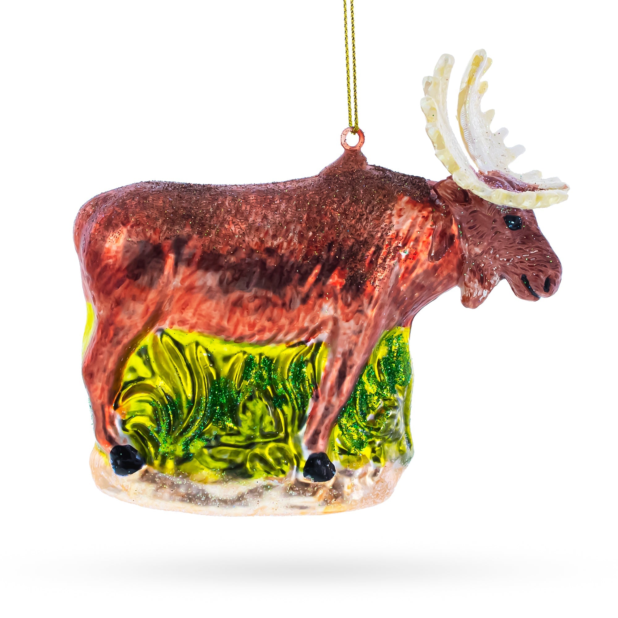 Majestic Moose - Blown Glass Christmas Ornament