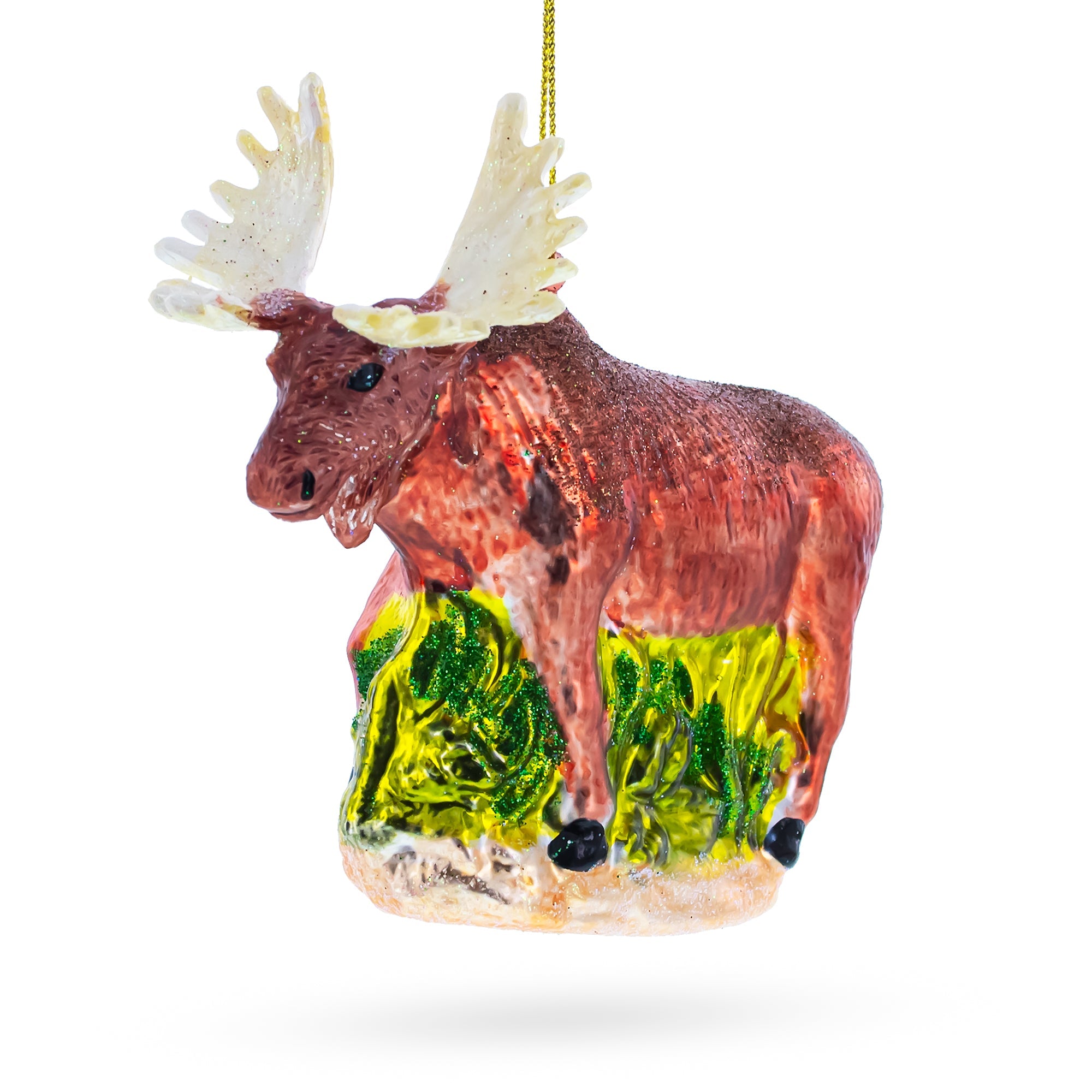 Majestic Moose - Blown Glass Christmas Ornament