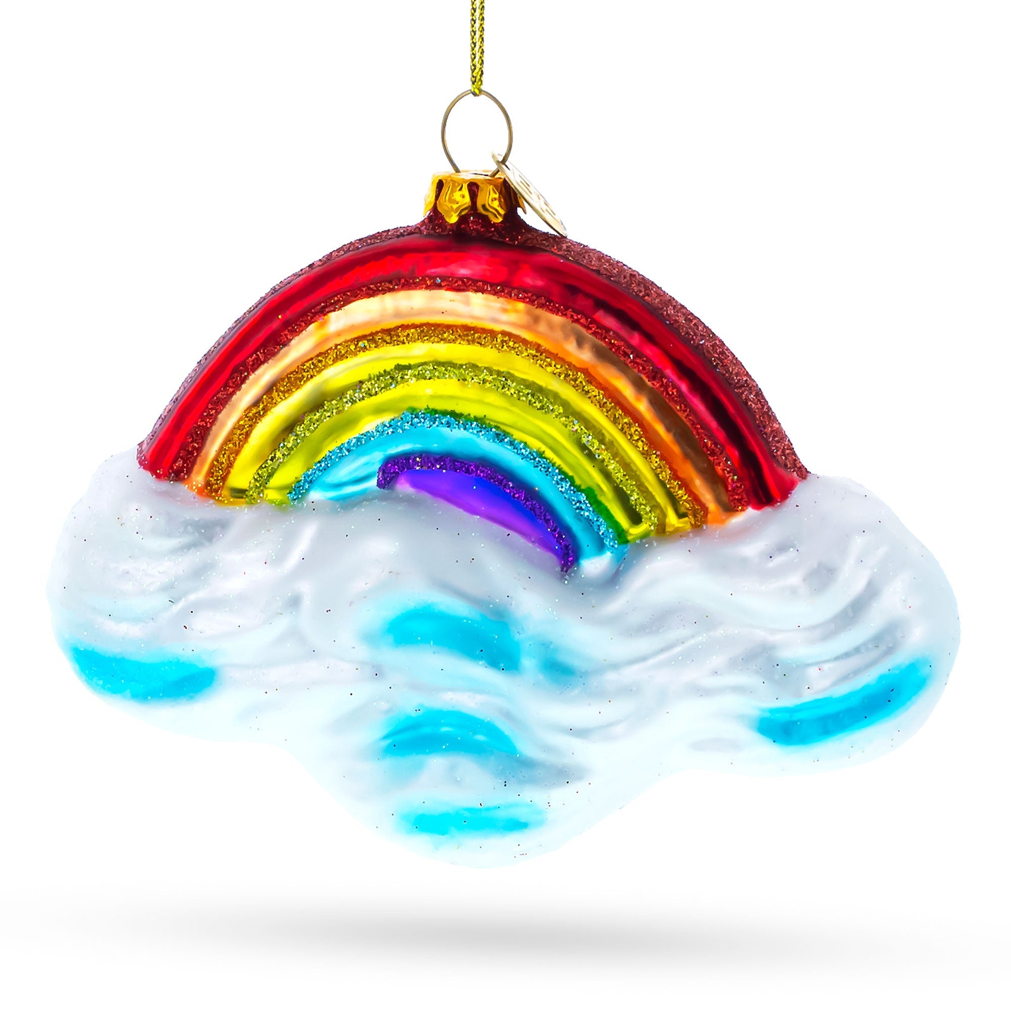 Radiant Rainbow Over Clouds - Blown Glass Christmas Ornament