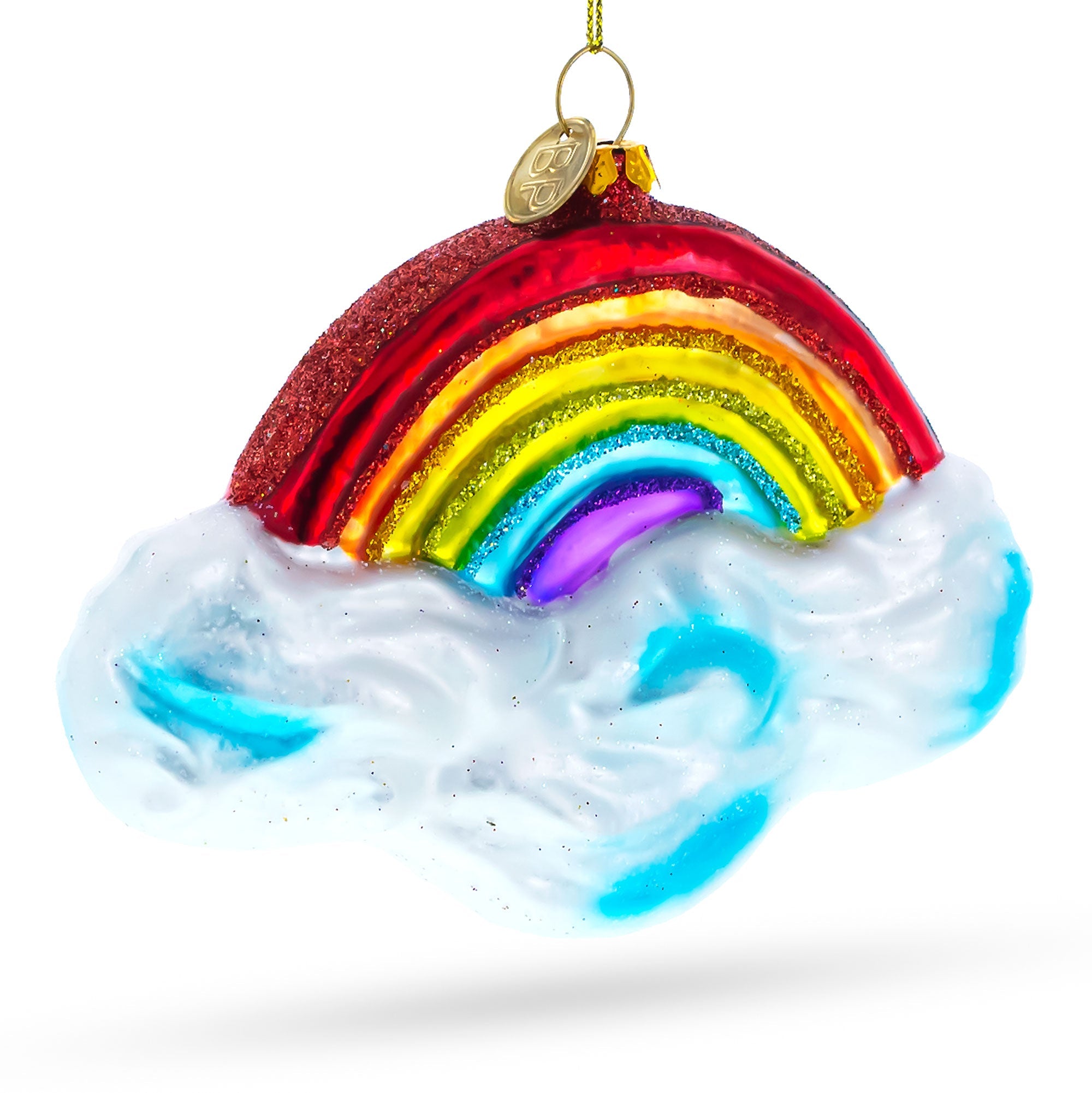 Radiant Rainbow Over Clouds - Blown Glass Christmas Ornament