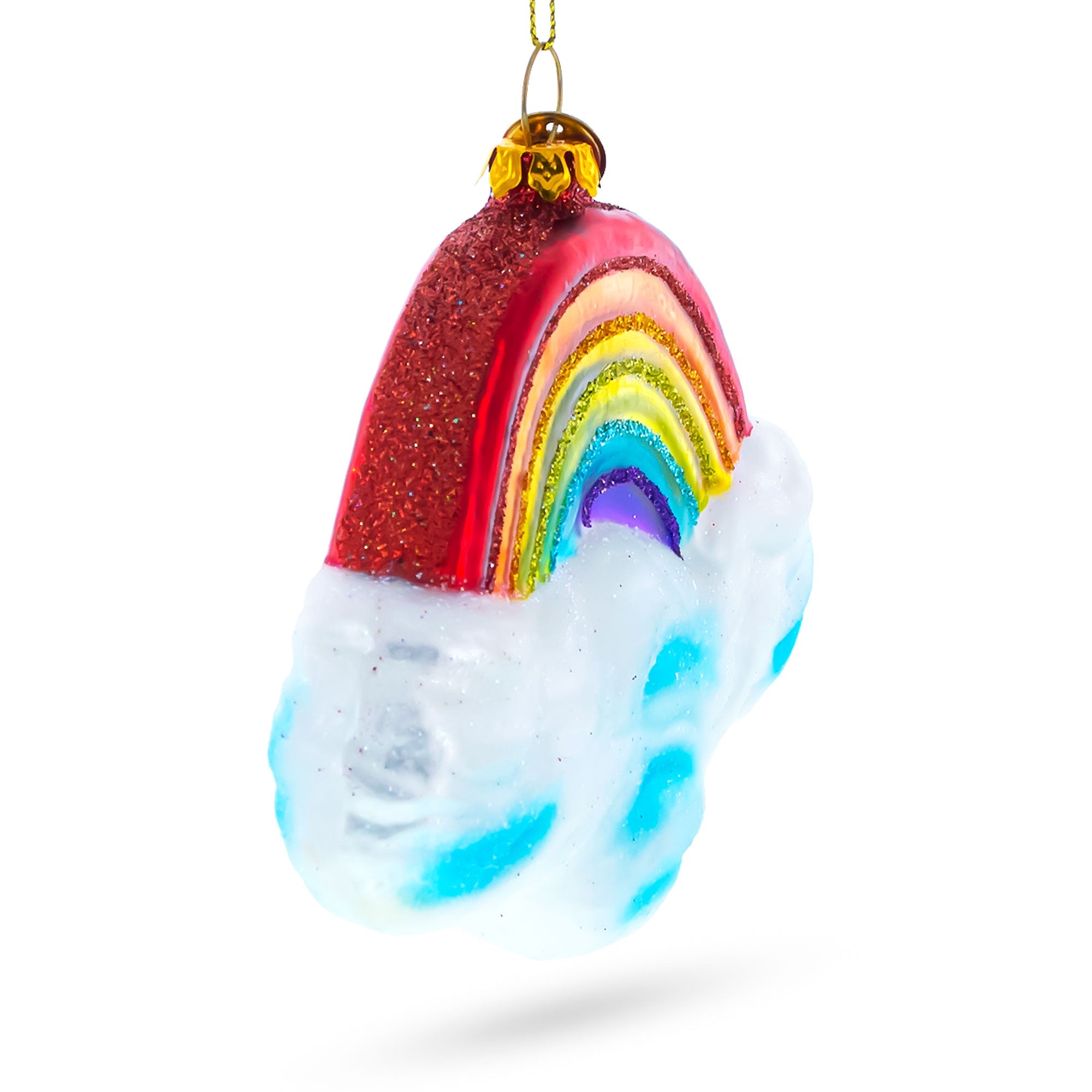 Radiant Rainbow Over Clouds - Blown Glass Christmas Ornament