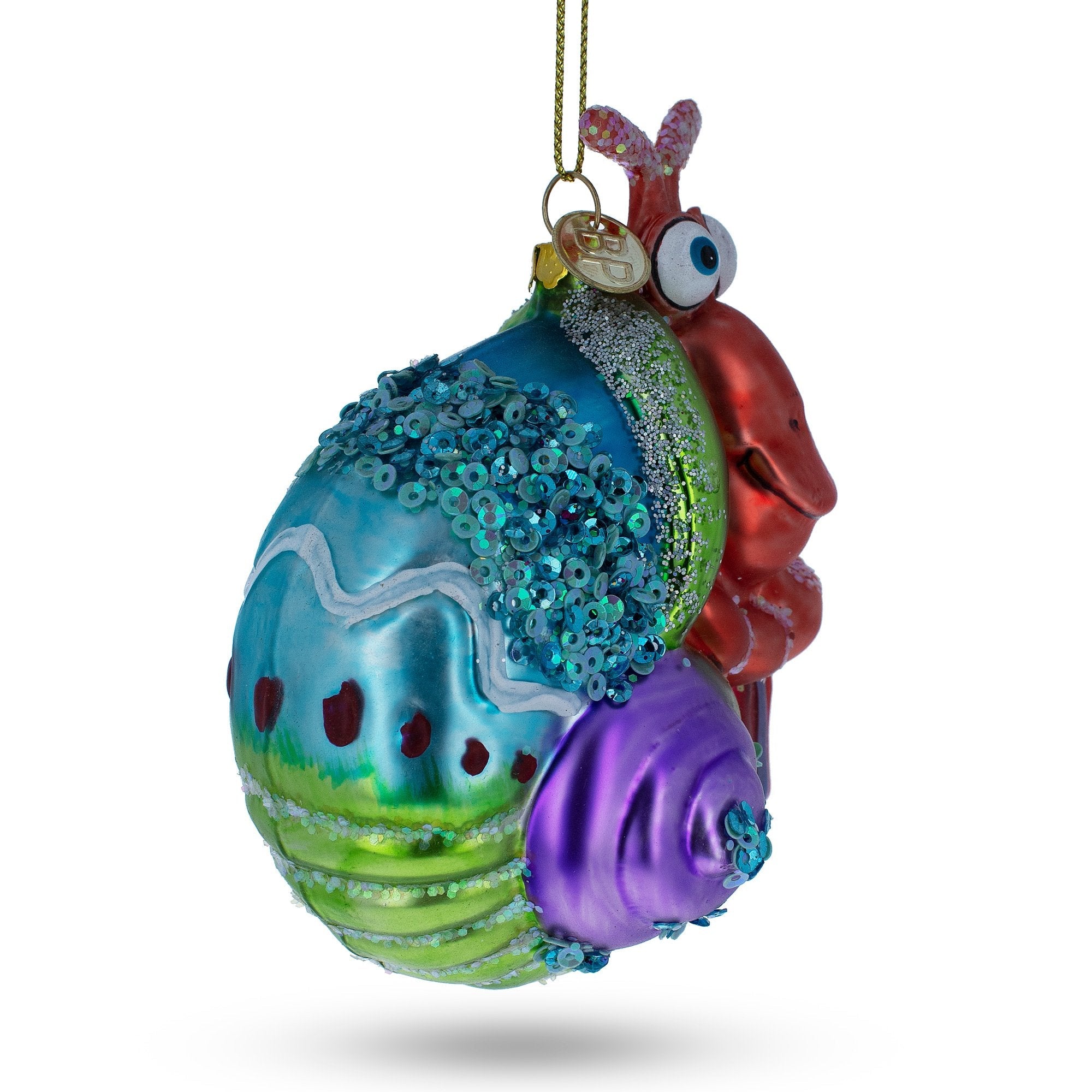 Cheerful Shrimp With Gifts - Blown Glass Christmas Ornament