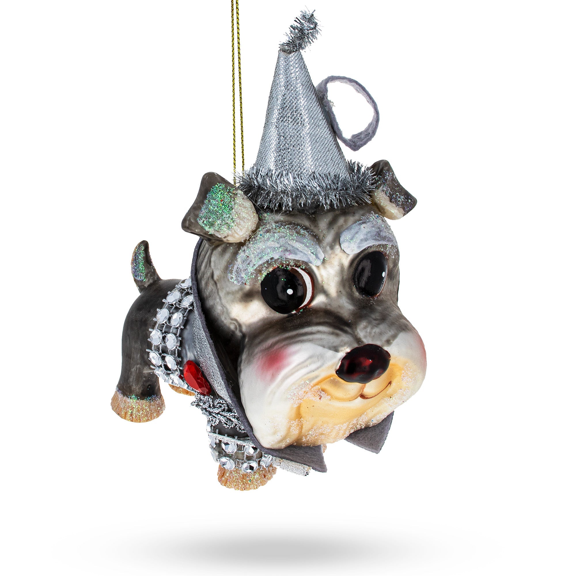 Charming Miniature Schnauzer - Blown Glass Christmas Ornament