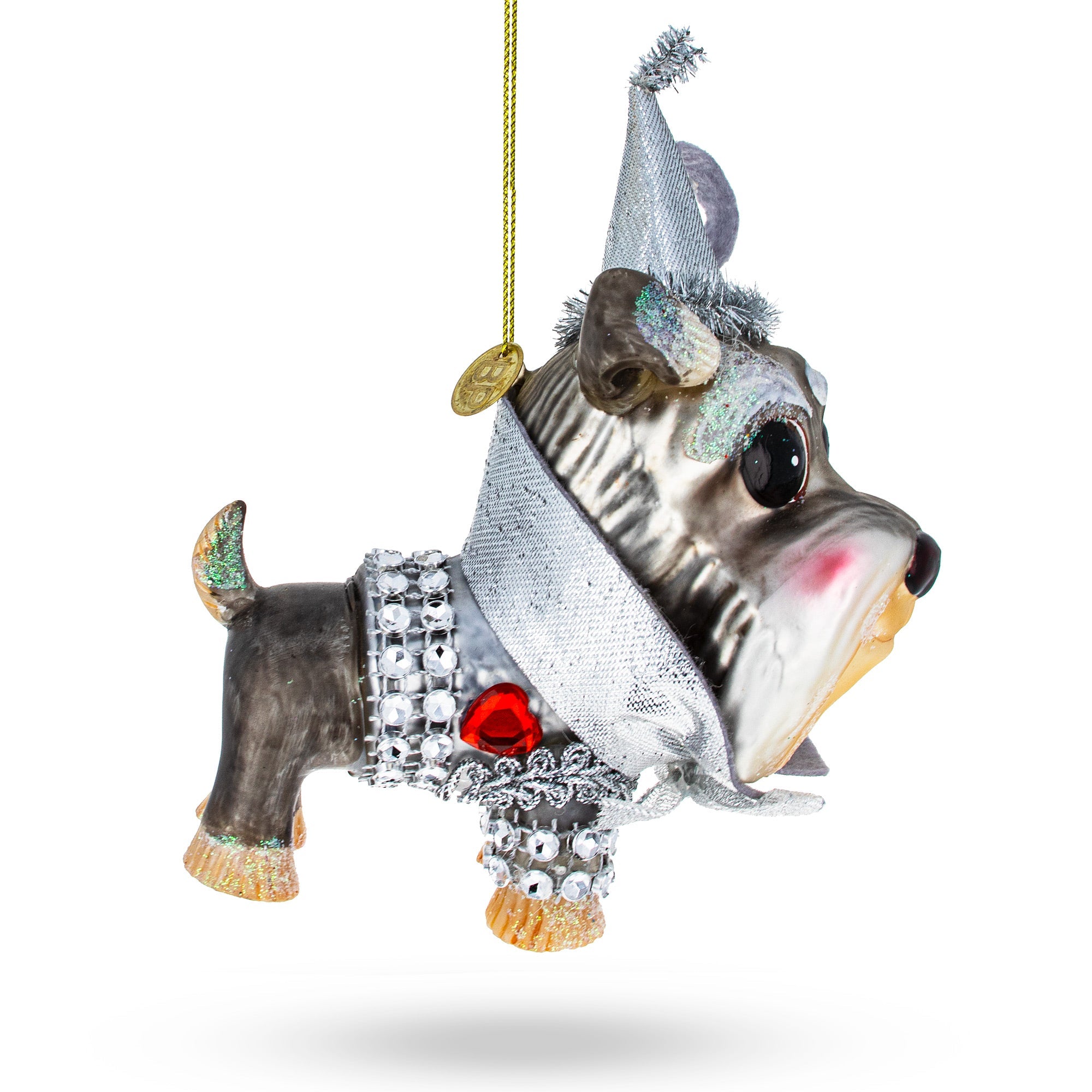 Charming Miniature Schnauzer - Blown Glass Christmas Ornament