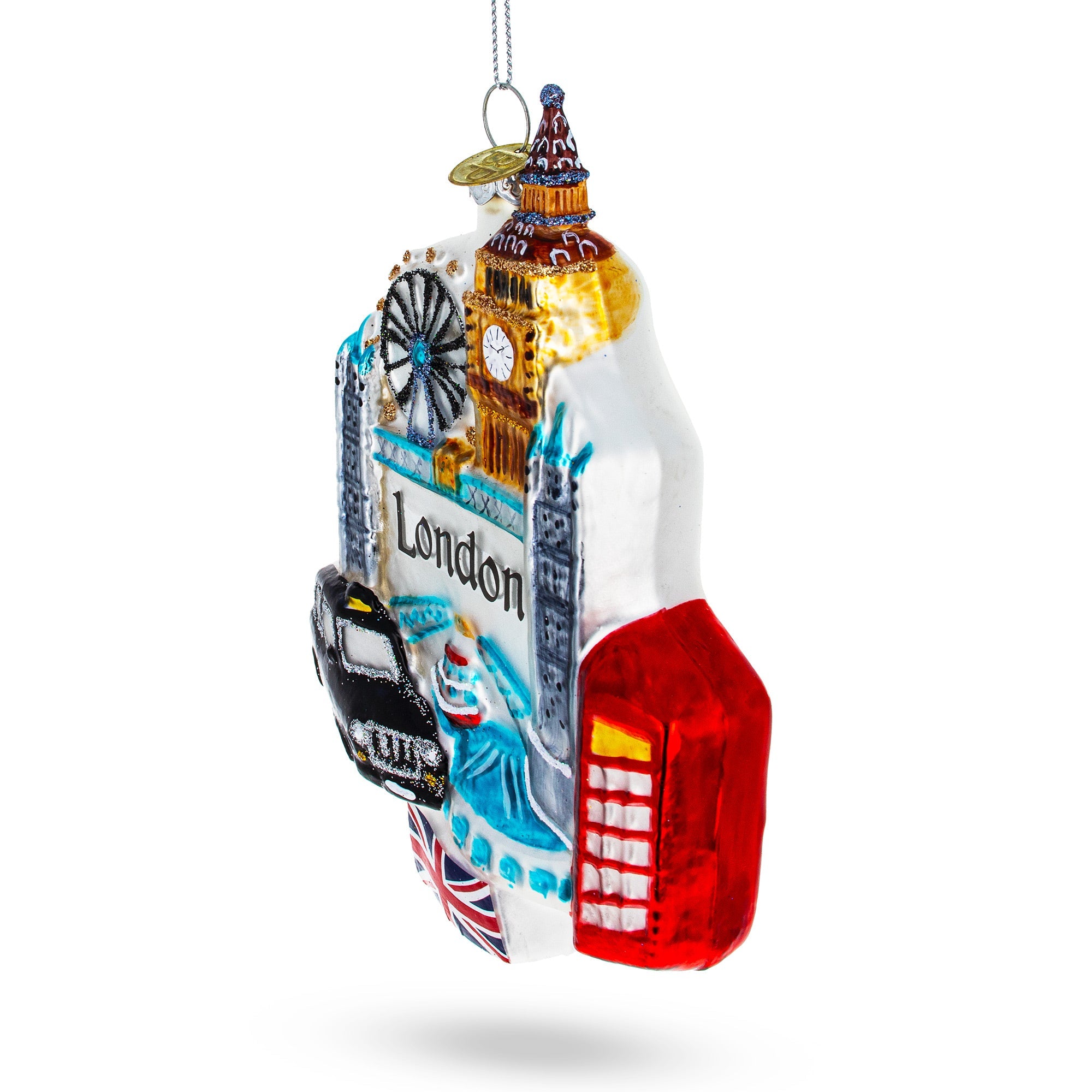 London Attractions, United Kingdom - Blown Glass Christmas Ornament