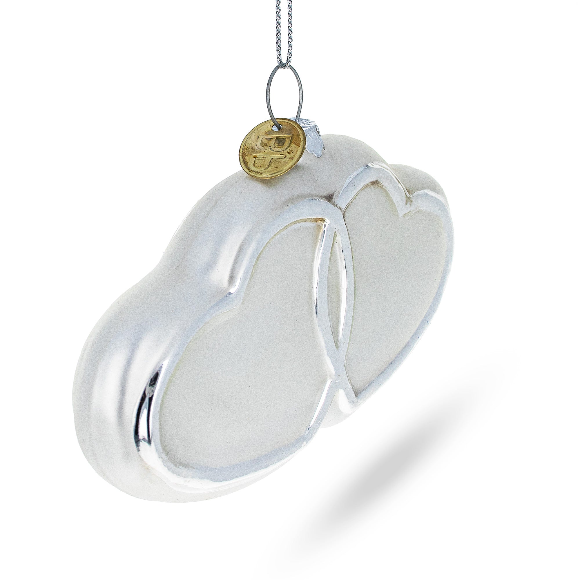 Linked Silver Hearts - Blown Glass Christmas Ornament