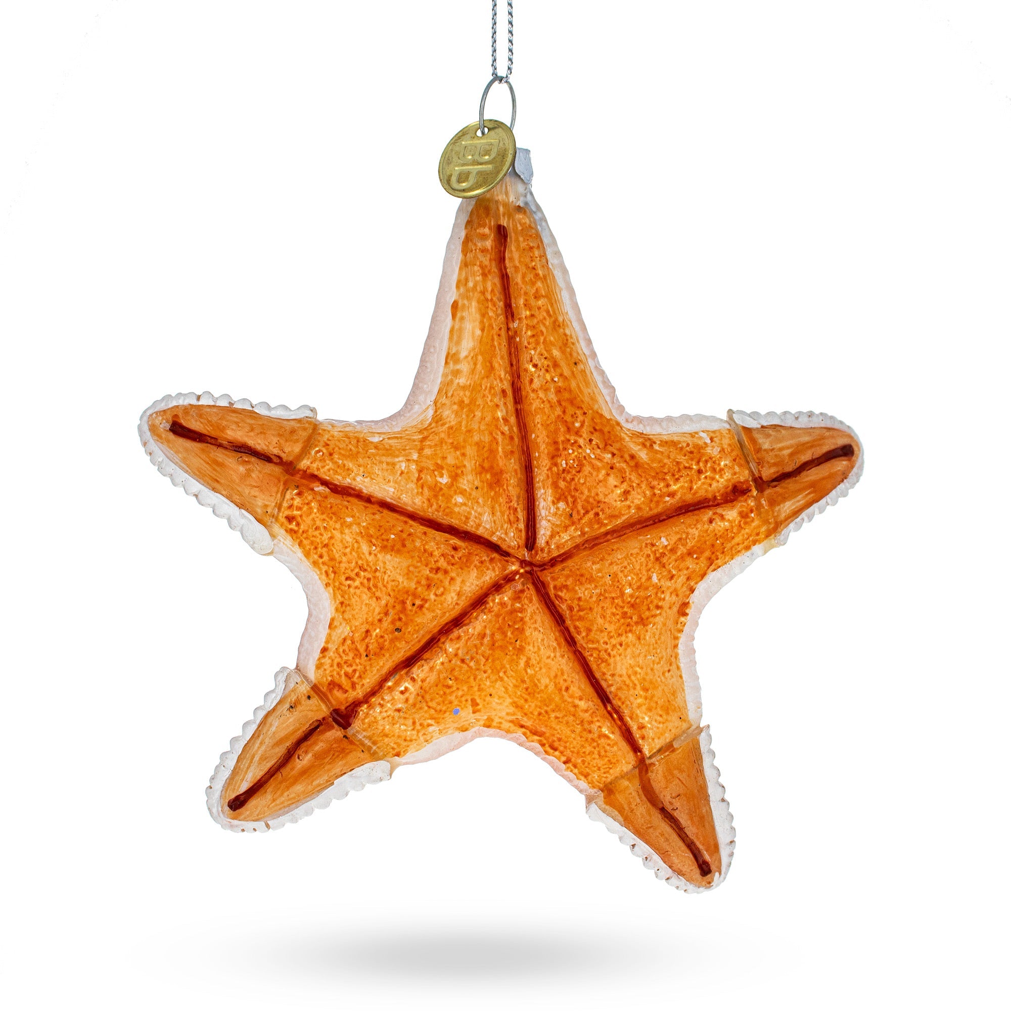 Glistening Glittered Starfish - Blown Glass Christmas Ornament